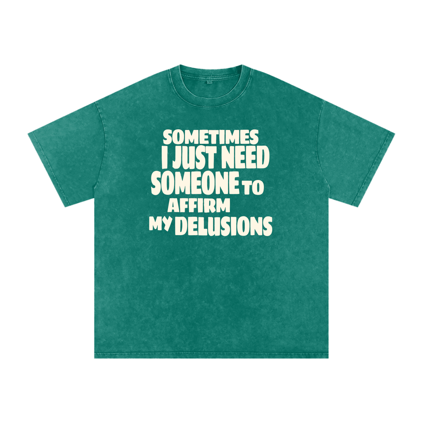 Affirm My Delusions Snow Washed Oversized Cotton T-Shirt