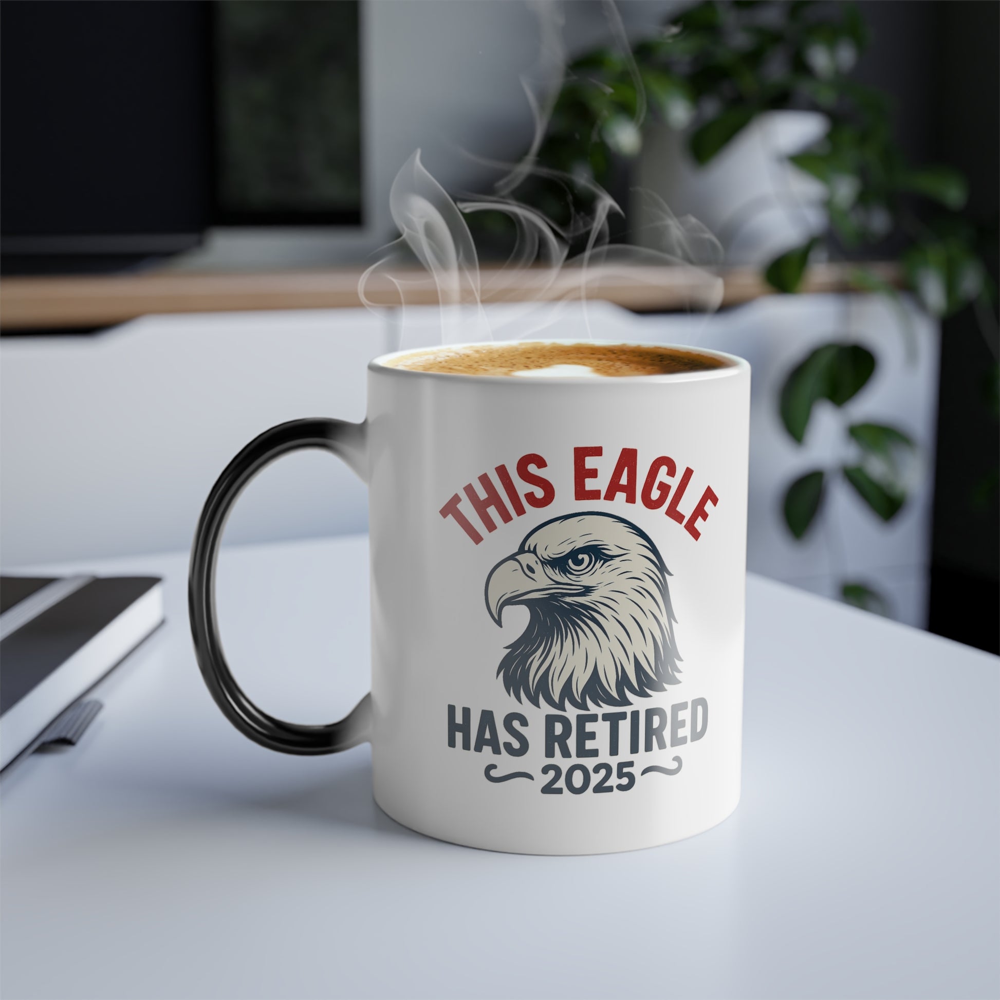 “This Eagle Has Retired” Color Morphing Coffee Mug - Change Colors with Heat - Perfect for Gifting, Gifts For Postal Workers, Retirement Gift Ideas