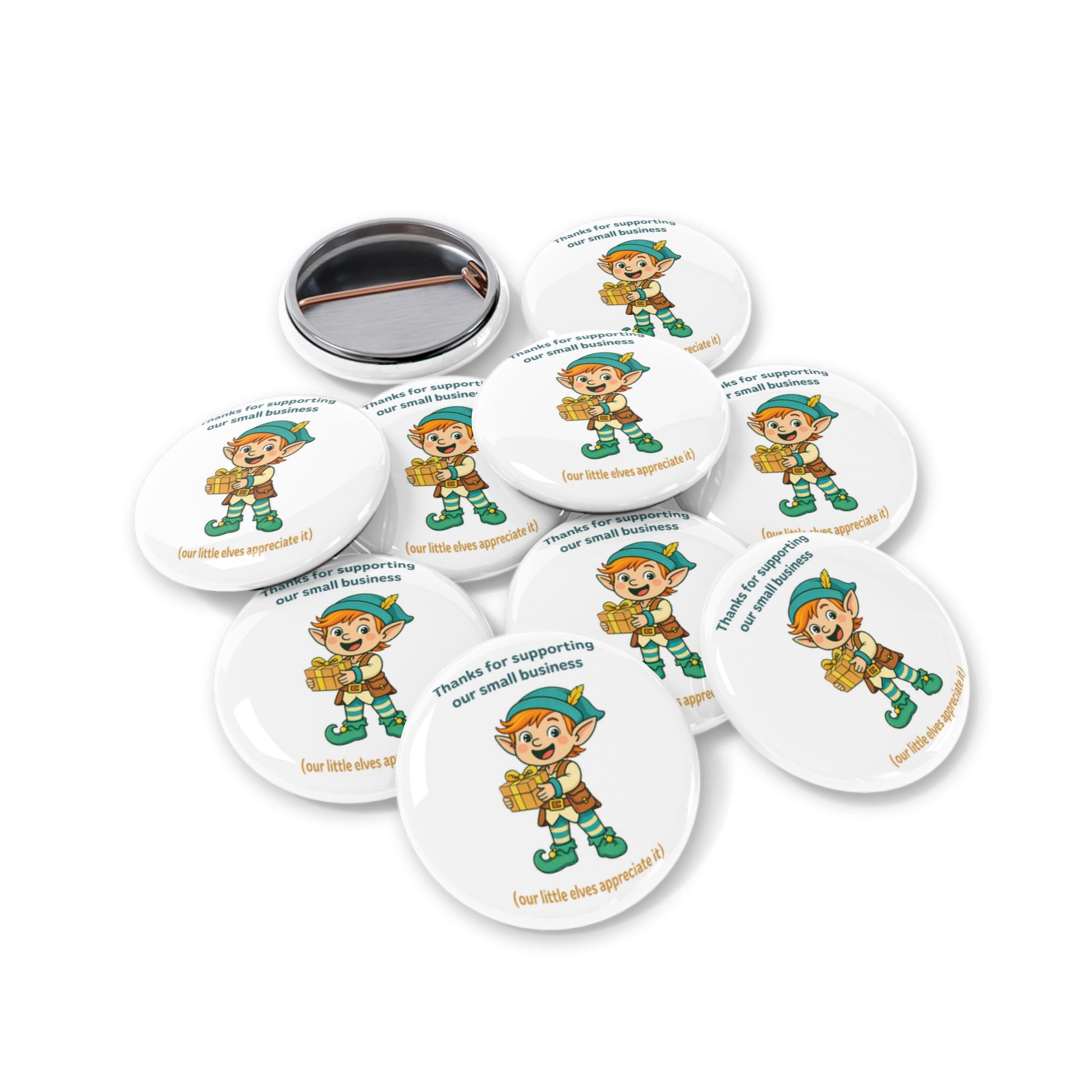 Round Pin Button — "Thanks for Supporting Our Small Business" Pin Back Buttons for Small Business Owners