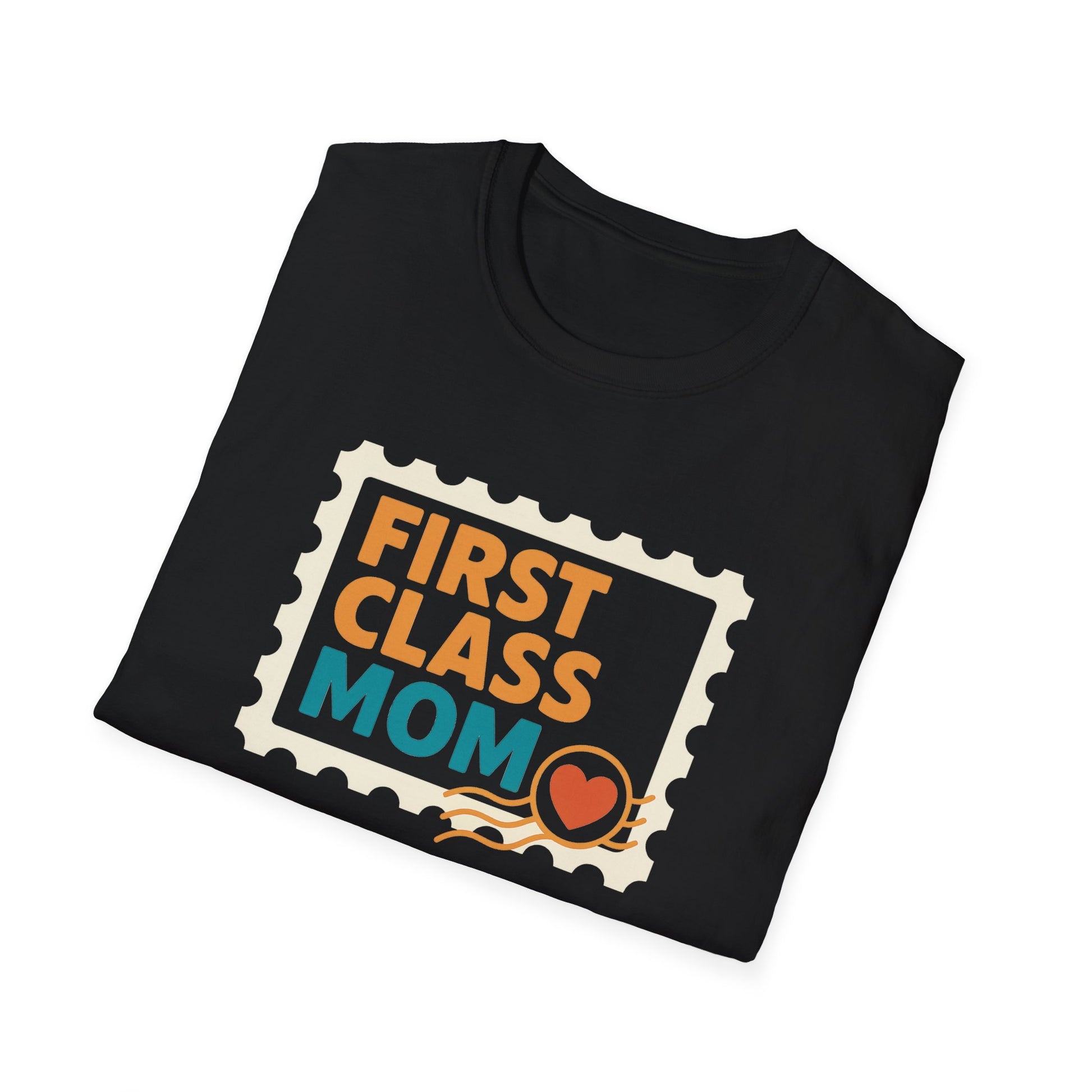 First Class Mom Unisex Softstyle T-Shirt - Perfect Gift for Mother's Day, Birthday, New Moms, Relaxed Casual Wear, Everyday Comfort
