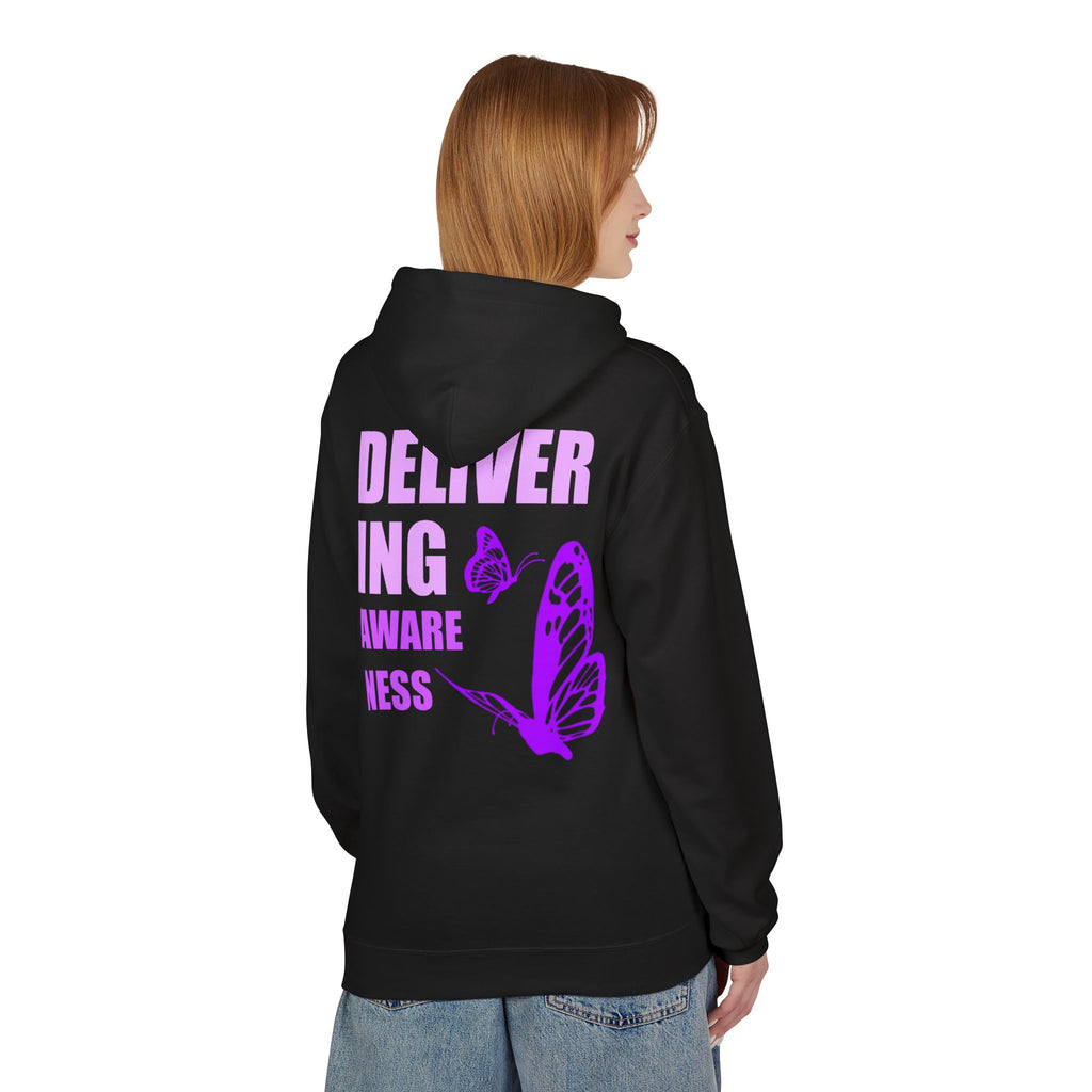 Delivering Awareness Butterfly Hoodie — Lupus Awareness Purple Butterfly Hoodie