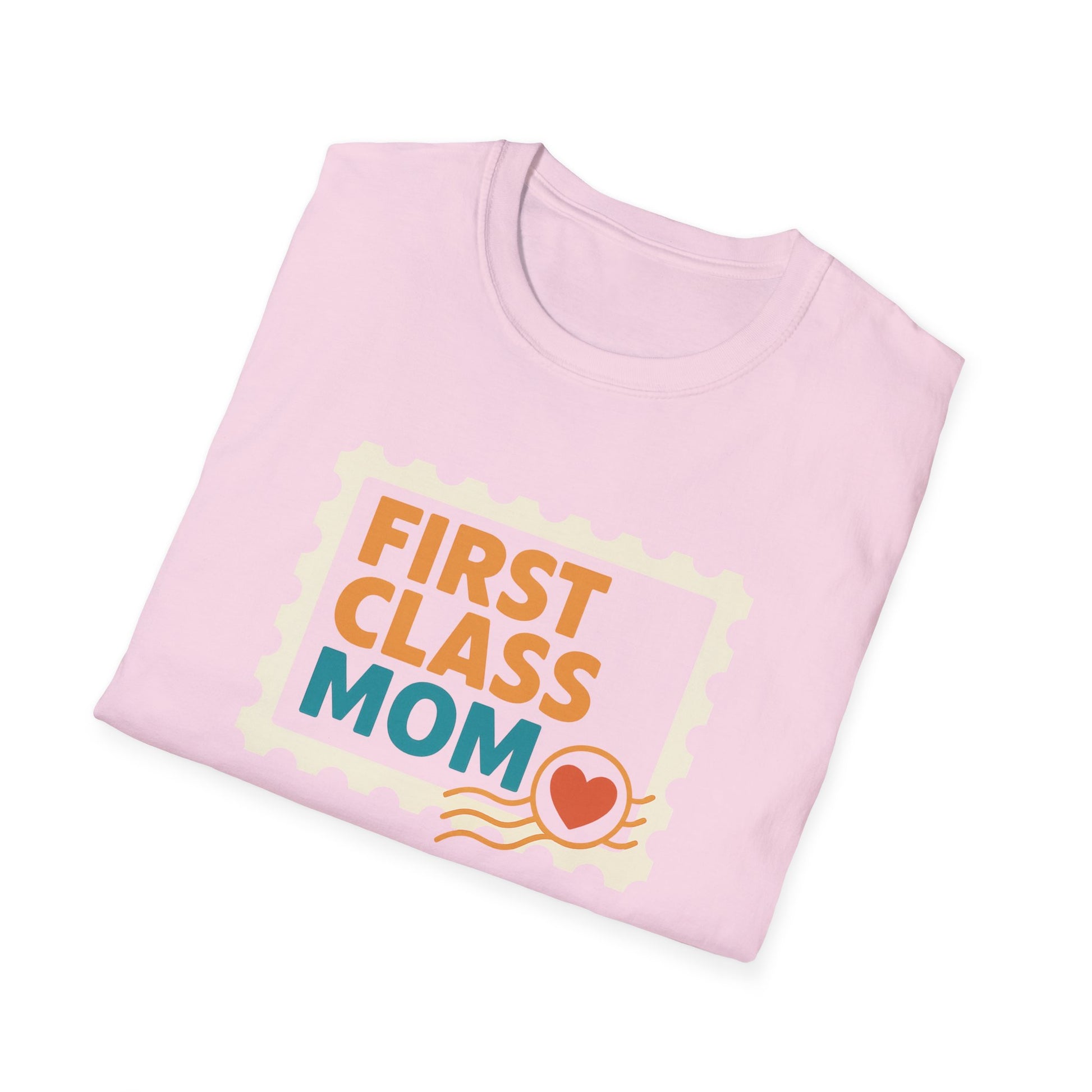 First Class Mom Unisex Softstyle T-Shirt - Perfect Gift for Mother's Day, Birthday, New Moms, Relaxed Casual Wear, Everyday Comfort