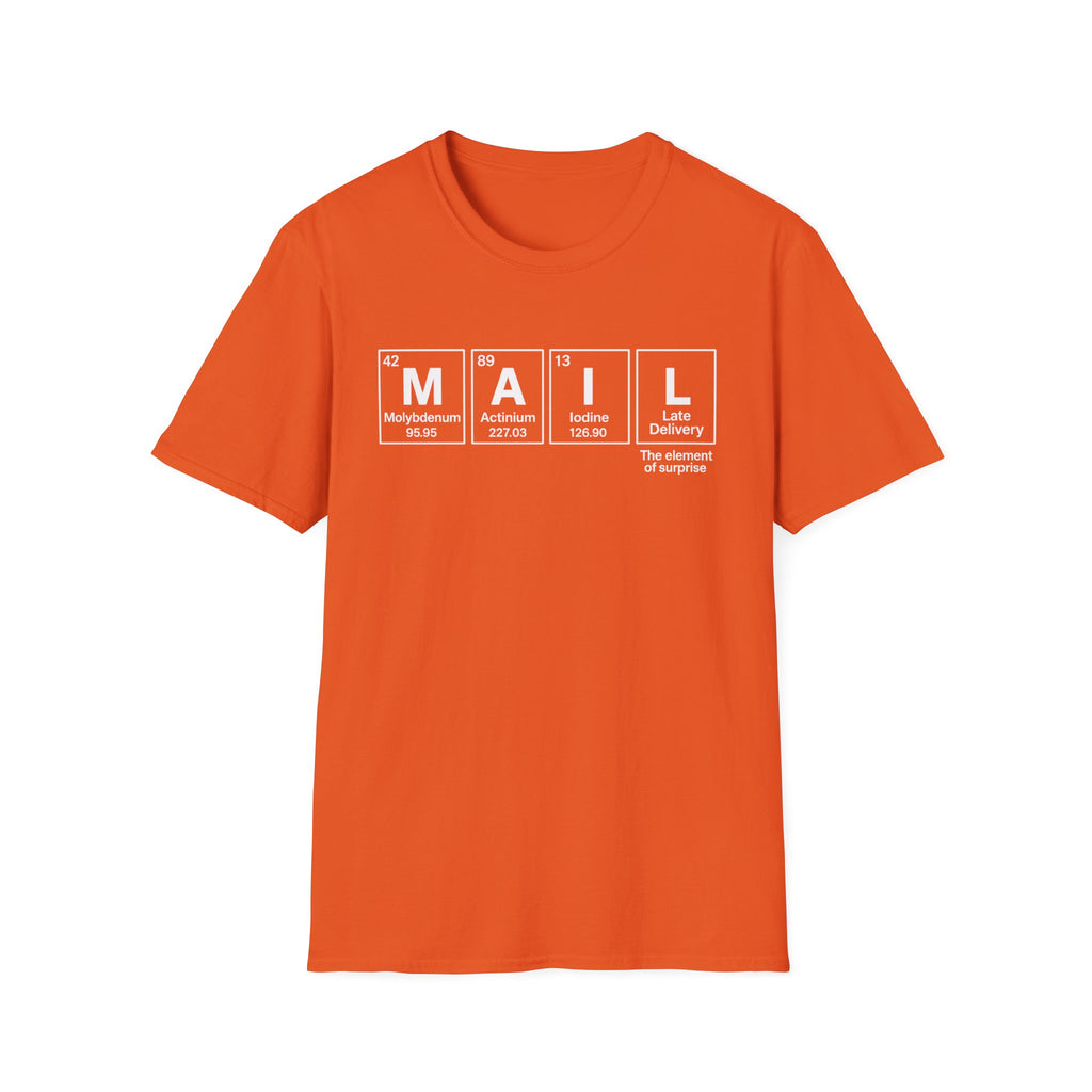 Postal, Chemistry Inspired Unisex T-Shirt - 'MAIL' Graphic Tee, Science Lover Gift, Casual Wear, Birthday Present, Unique Apparel