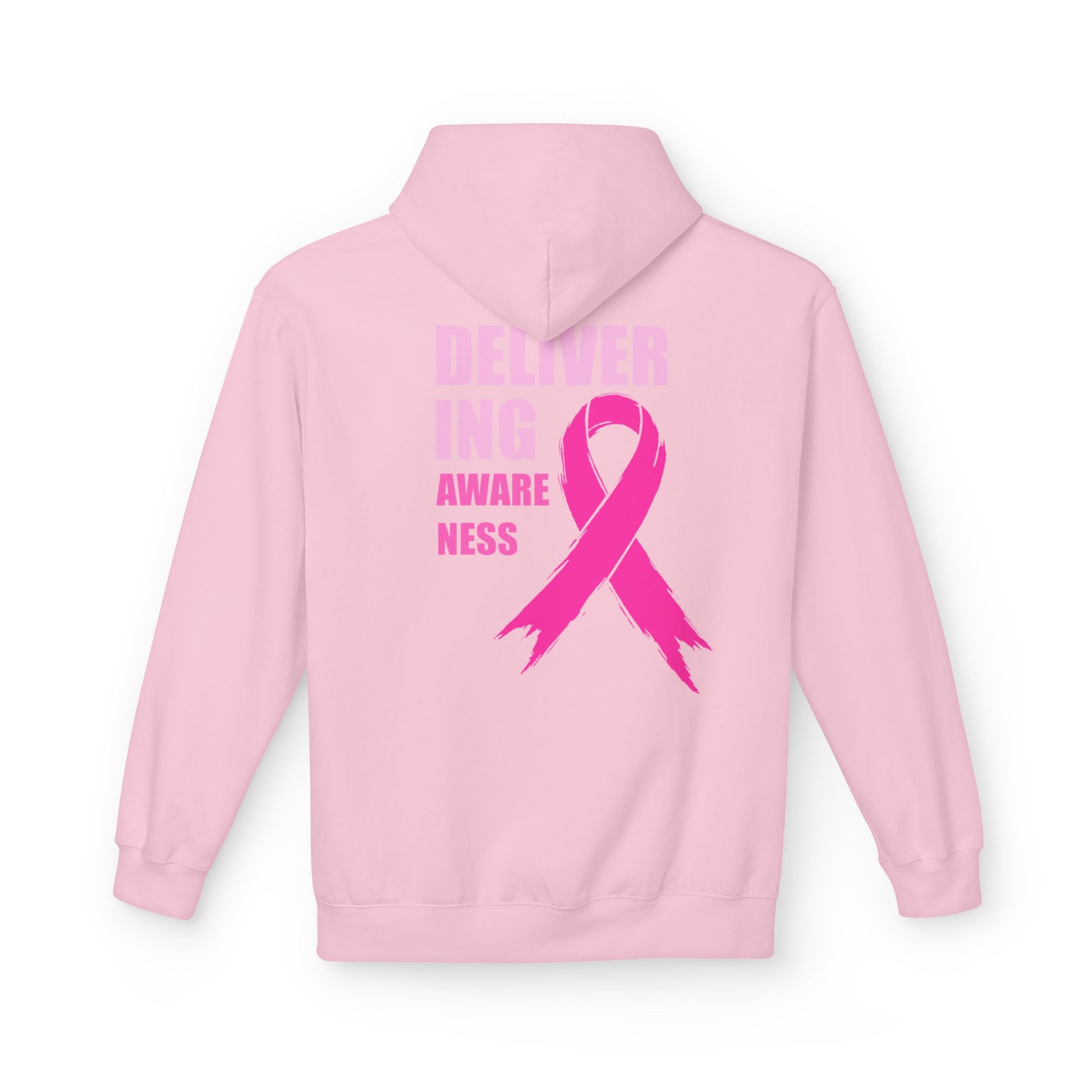 Breast Cancer Awareness Hoodie — Pink Ribbon "Delivering Awareness" Pullover Hoodie
