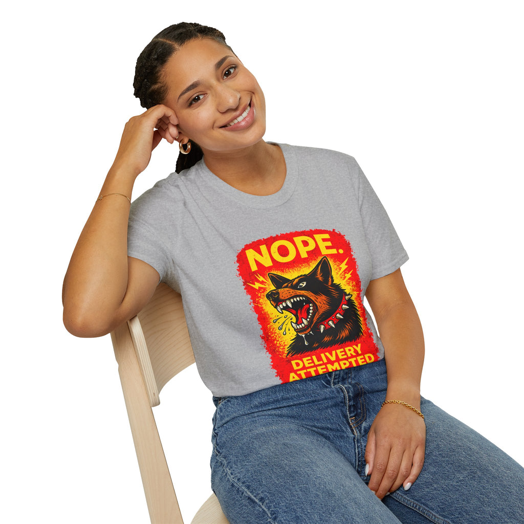 Nope Delivery Attempted T-Shirt — Funny Guard Dog Graphic Tee