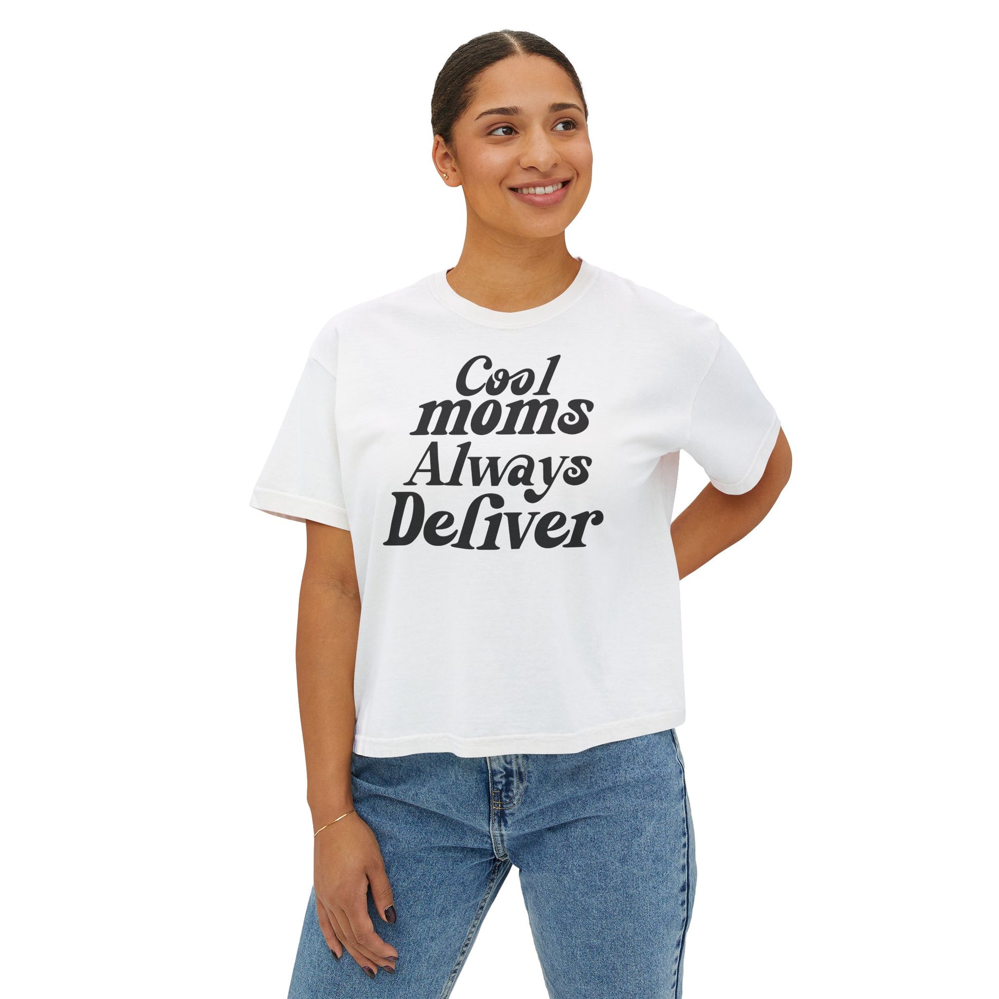 Cool Moms Always Deliver Boxy Tee – Funny Mail Worker Shirt, Postal Mom Gift, Cute Delivery Worker T-Shirt, Relaxed Fit Women’s Tee