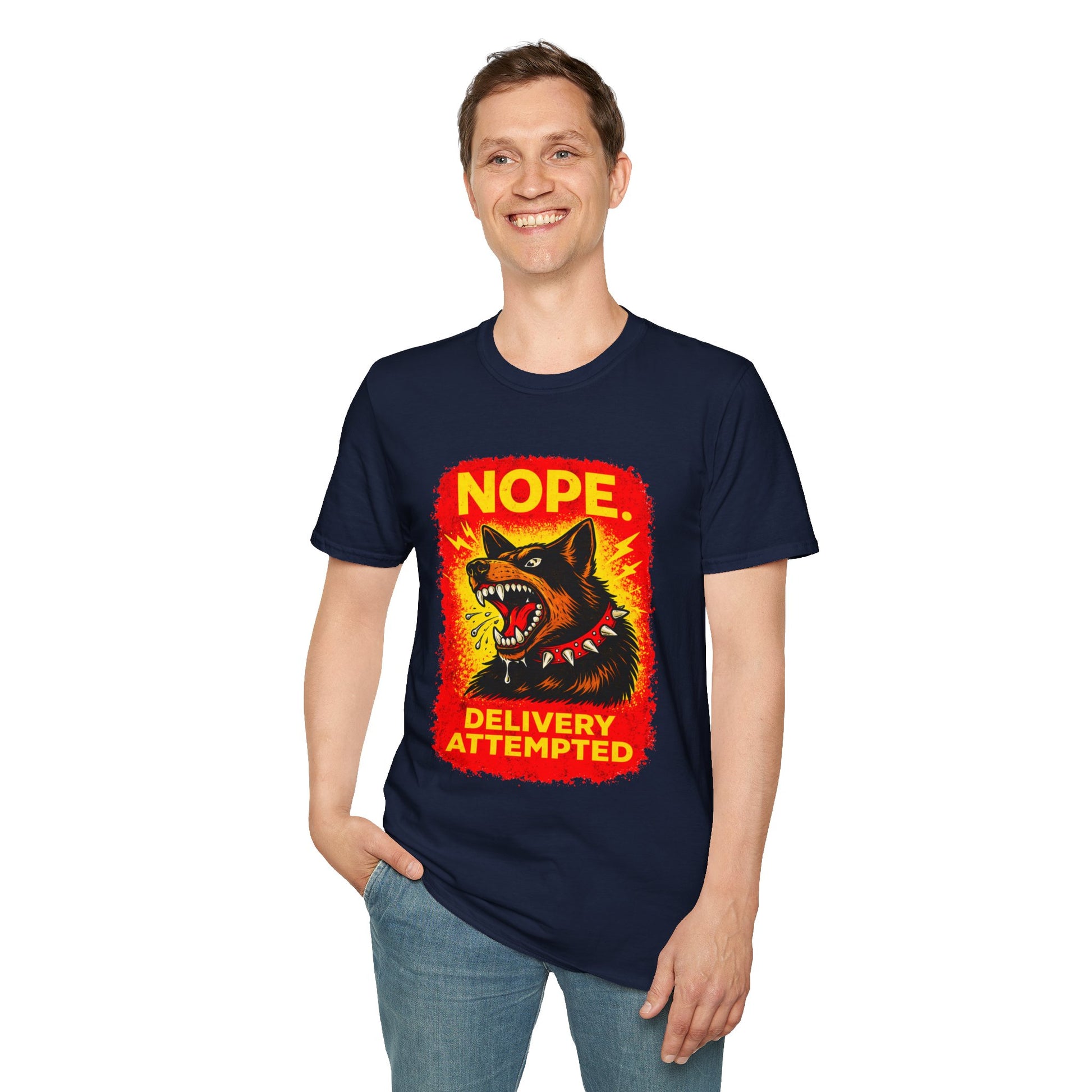 Nope Delivery Attempted T-Shirt — Funny Guard Dog Graphic Tee