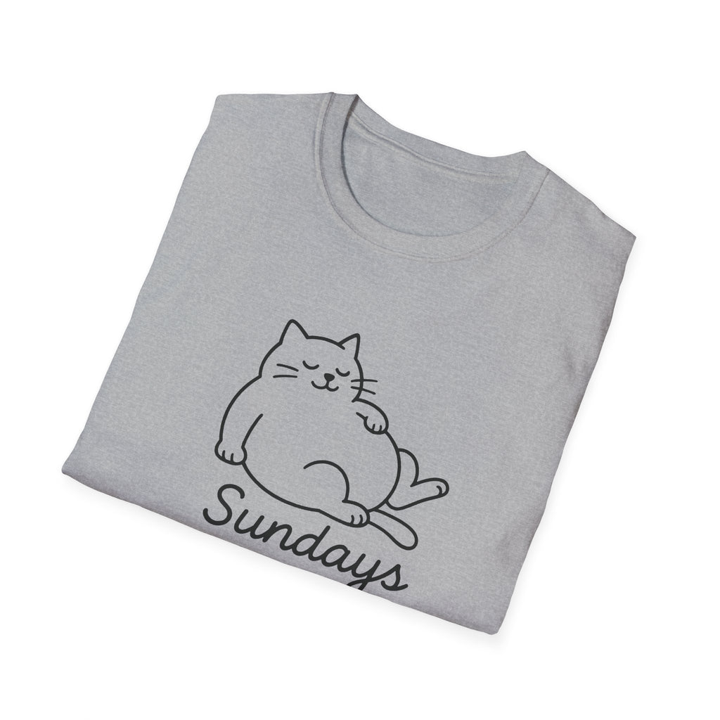 Chill Cat Sundays T-Shirt | Softstyle Unisex Tee for Cat Lovers | Fun Casual Wear, Gift for Birthdays, Lazy Days, Pet Lovers