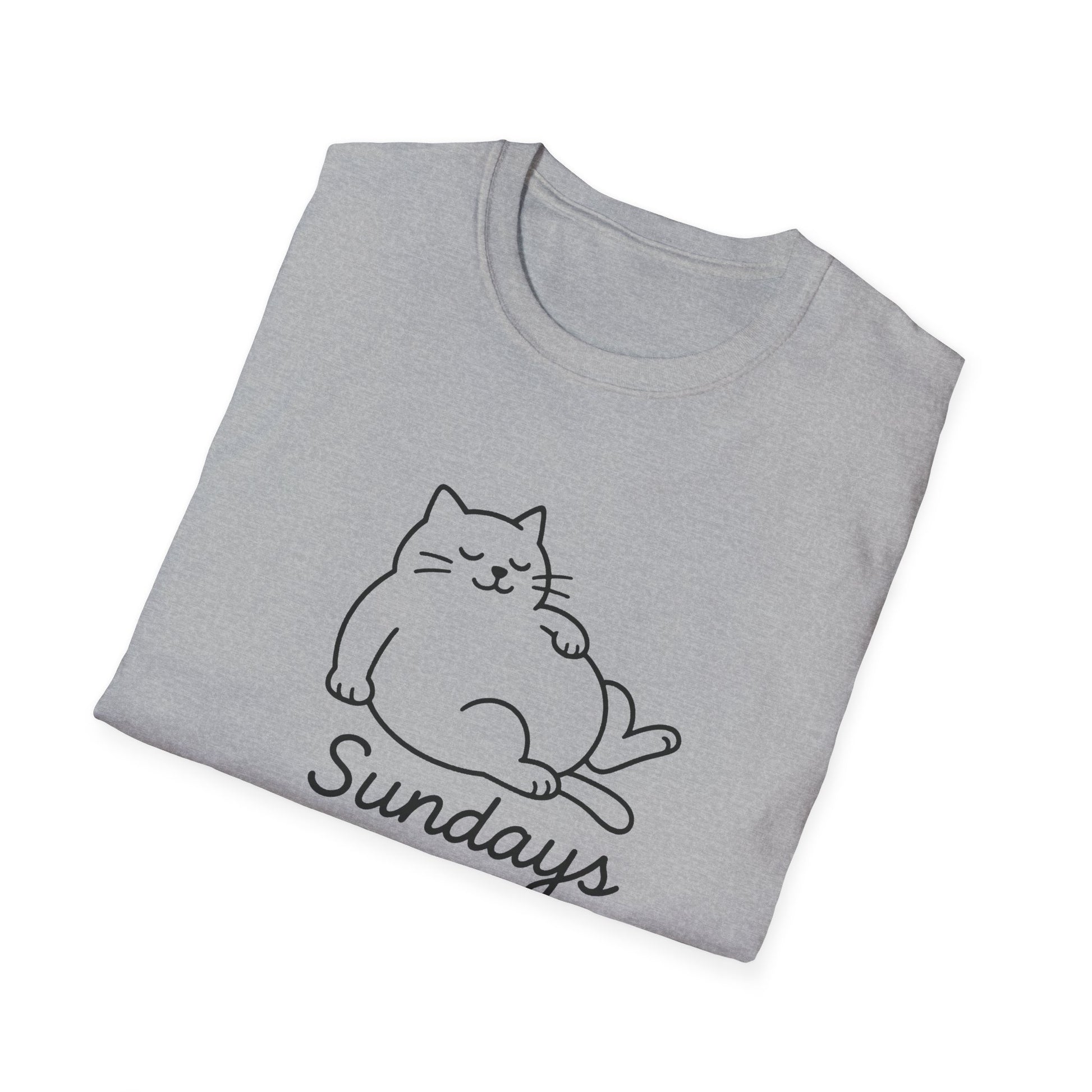 Chill Cat Sundays T-Shirt | Softstyle Unisex Tee for Cat Lovers | Fun Casual Wear, Gift for Birthdays, Lazy Days, Pet Lovers