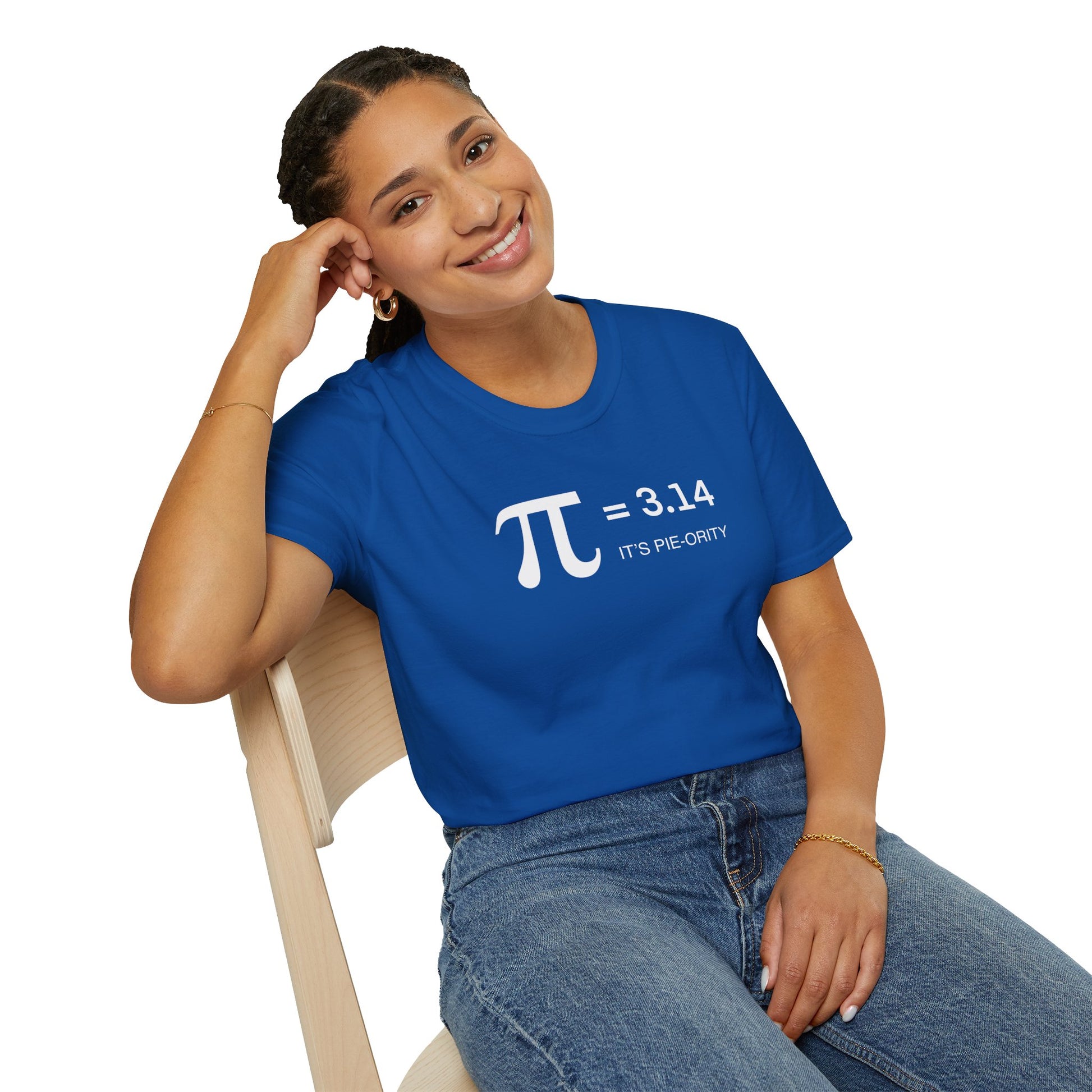 Pi = 3.14 "It's Pie-ority" Math T-Shirt — Funny Pi Day Tee for Teachers & Students