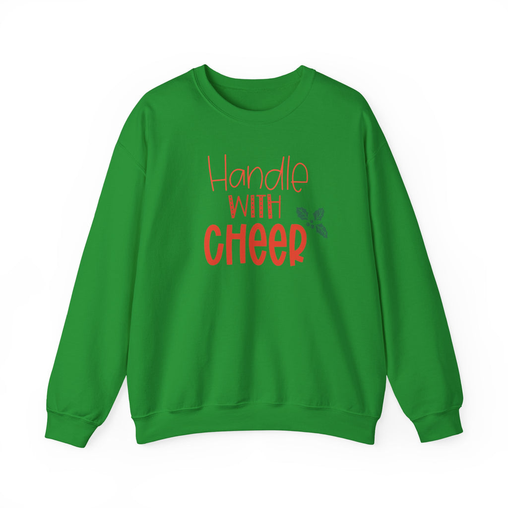 Handle With Cheer Design Christmas Crewneck Sweatshirt, Holiday Sweatshirts, Cute Holiday Postal Sweatshirts