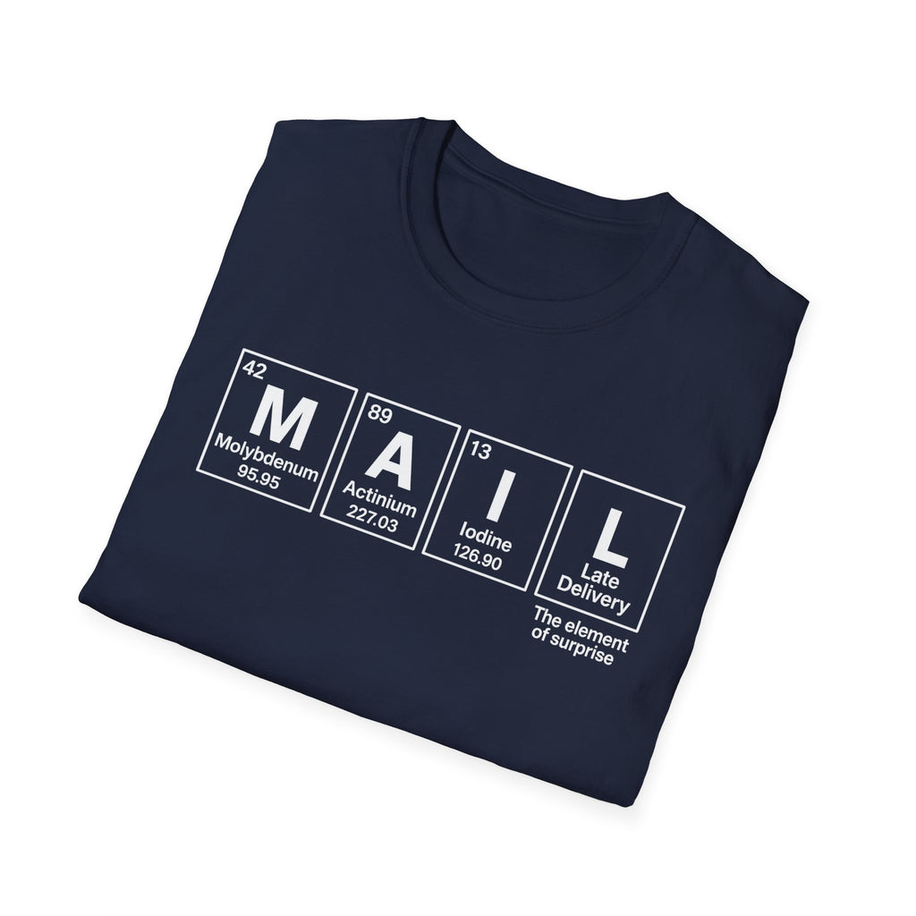 Postal, Chemistry Inspired Unisex T-Shirt - 'MAIL' Graphic Tee, Science Lover Gift, Casual Wear, Birthday Present, Unique Apparel