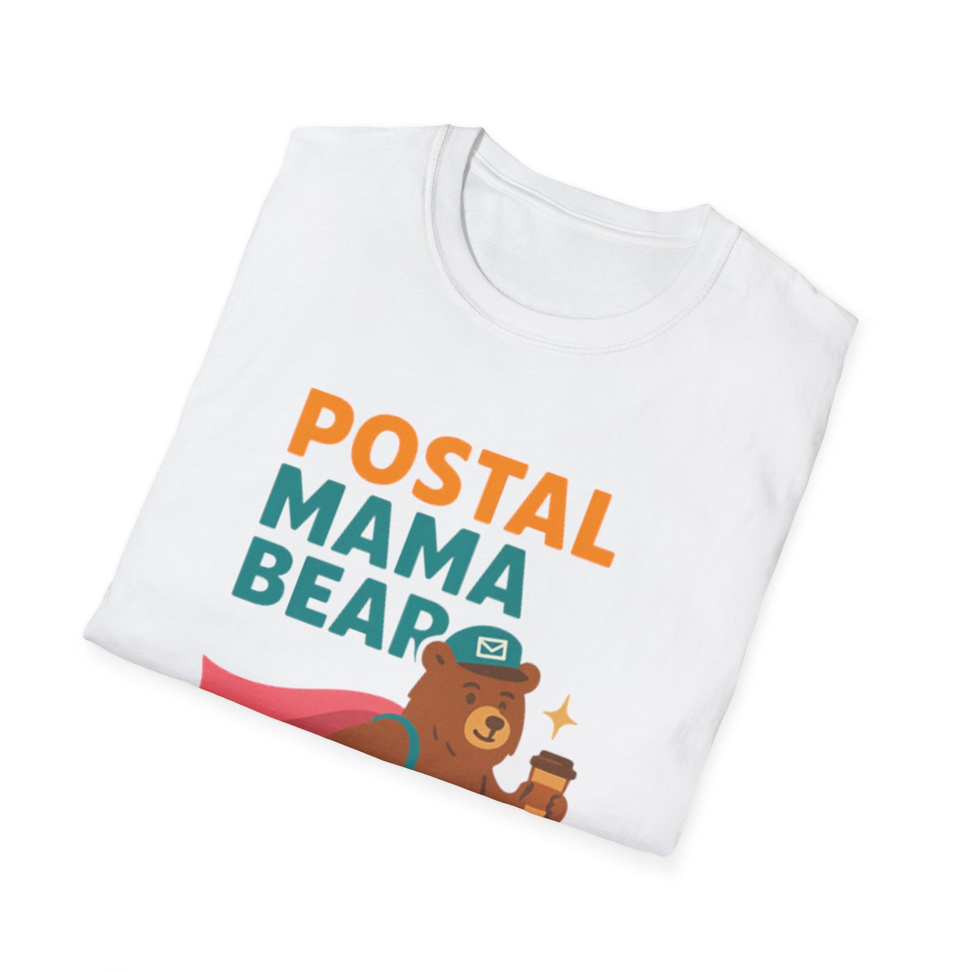 Postal Mama Bear T-Shirt, Fun Gift for Moms, Unisex Softstyle Tee for Postal Workers, Cute Animal Graphic Tee, Everyday Casual Wear