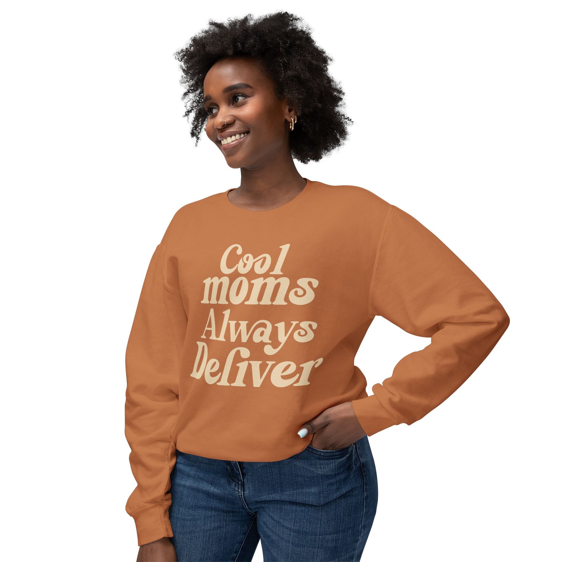 Cool Moms Always Deliver Crewneck Sweatshirt – Funny Mom Sweatshirt, Cute Mother’s Day Gift, Cozy Women’s Pullover, Delivery Worker Gift