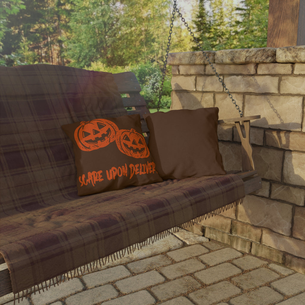 Halloween Outdoor Throw Pillows, Fall Decor, Seasonal Pillow, Scare Upon Delivery, Autumn Home Accent, Cozy Outdoor Vibe, Halloween Decor