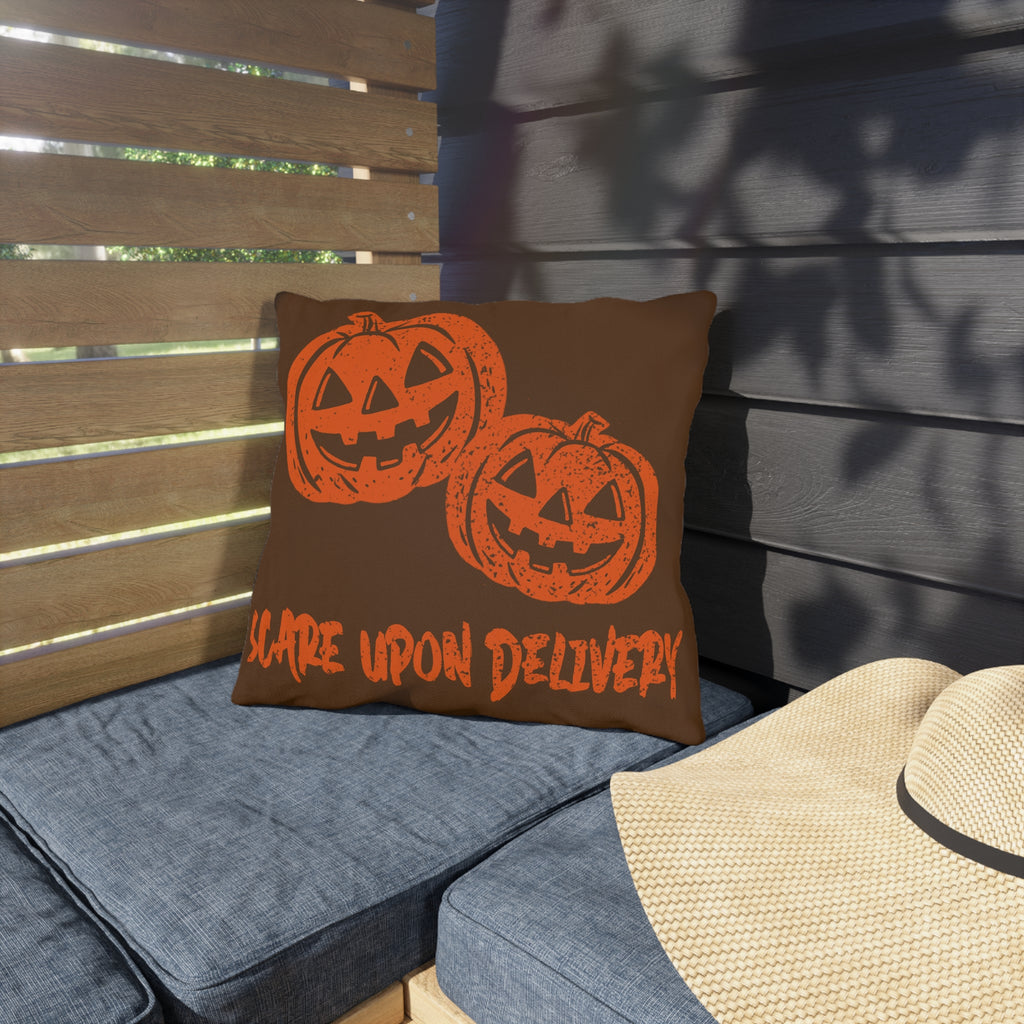 Halloween Outdoor Throw Pillows, Fall Decor, Seasonal Pillow, Scare Upon Delivery, Autumn Home Accent, Cozy Outdoor Vibe, Halloween Decor