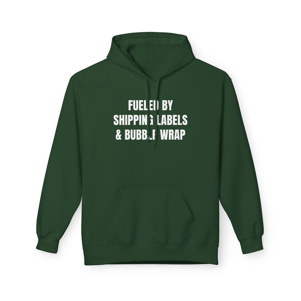 Fueled by Shipping Labels & Bubble Wrap Hoodie | Funny Shipping & Warehouse Pullover