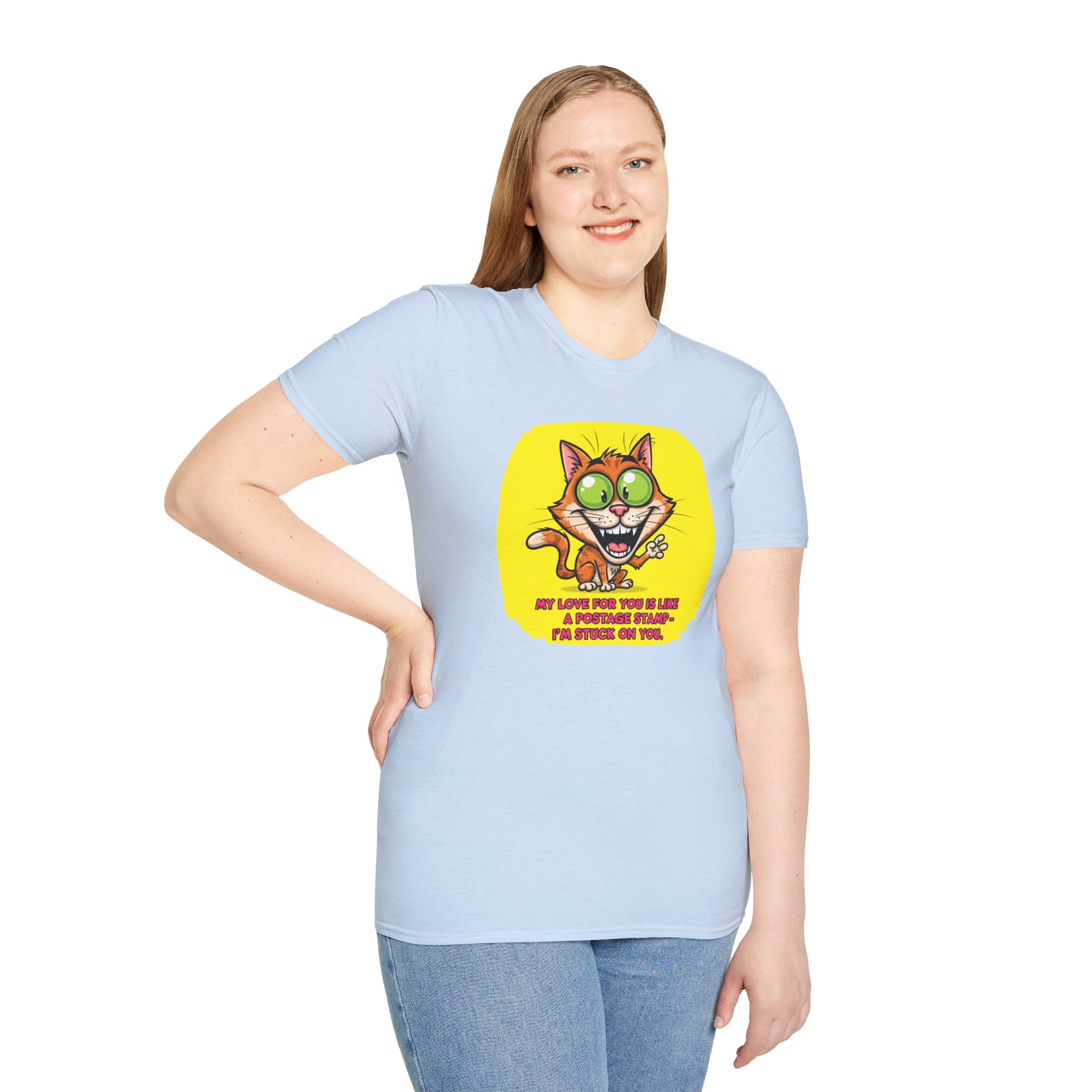 My Love For You Is Like- Funny graphic T-shirt for cat lovers with a touch of postal humor