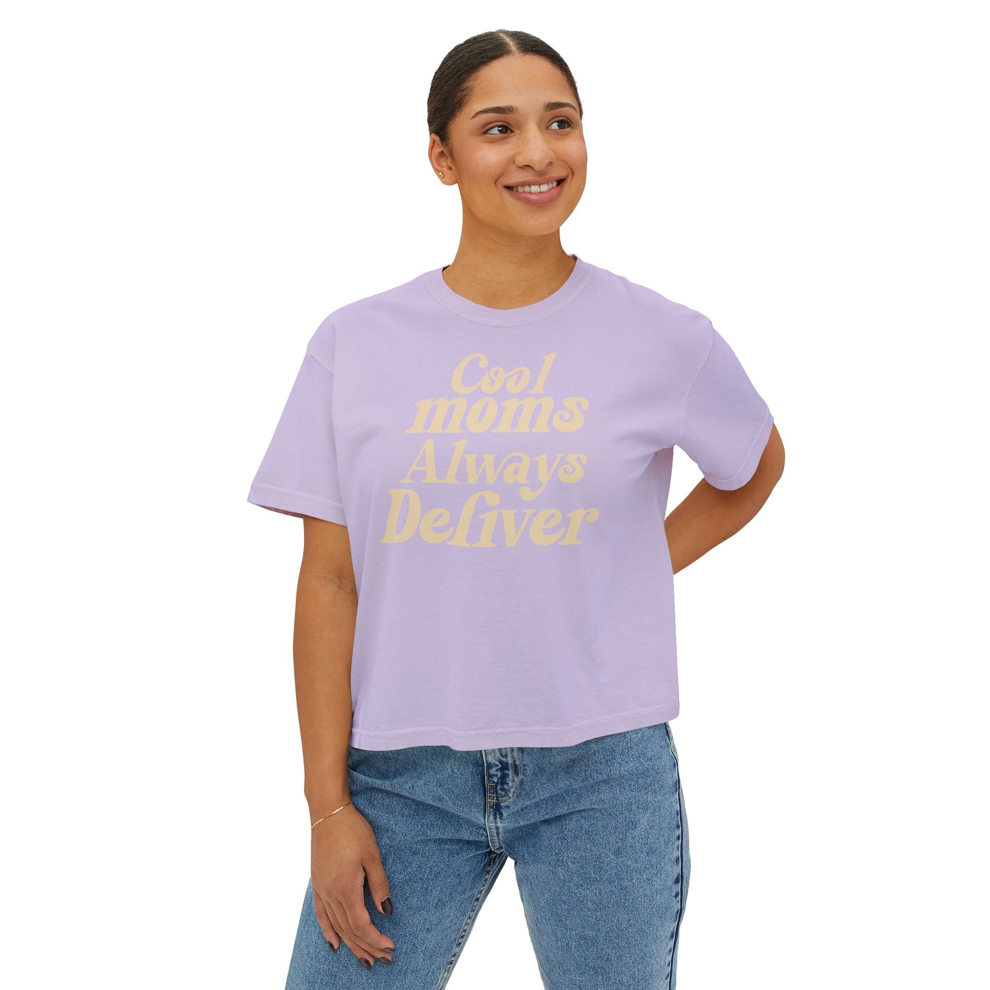 Cool Moms Always Deliver Boxy Tee – Funny Mail Worker Shirt, Postal Mom Gift, Cute Delivery Worker T-Shirt, Relaxed Fit Women’s Tee