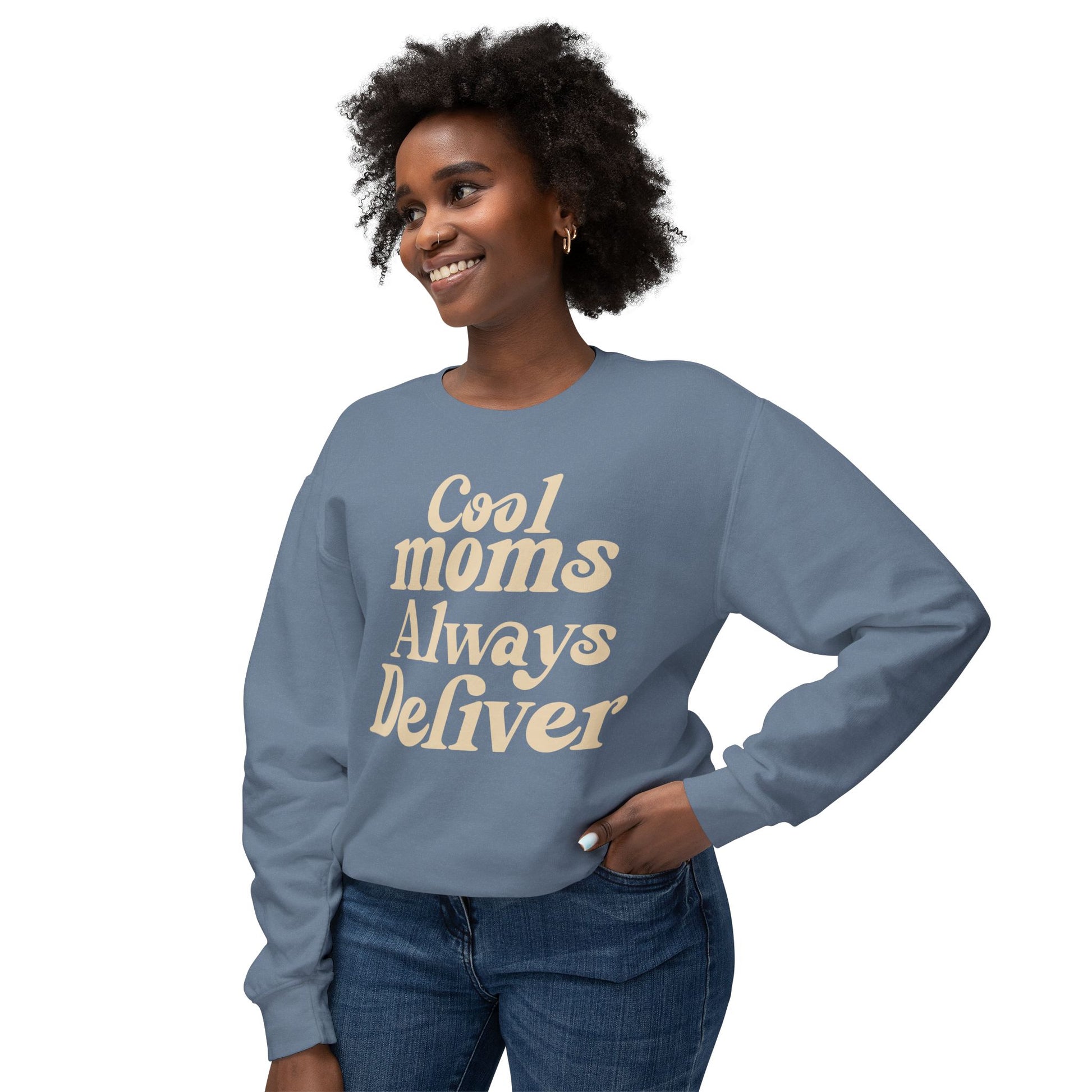 Cool Moms Always Deliver Crewneck Sweatshirt – Funny Mom Sweatshirt, Cute Mother’s Day Gift, Cozy Women’s Pullover, Delivery Worker Gift