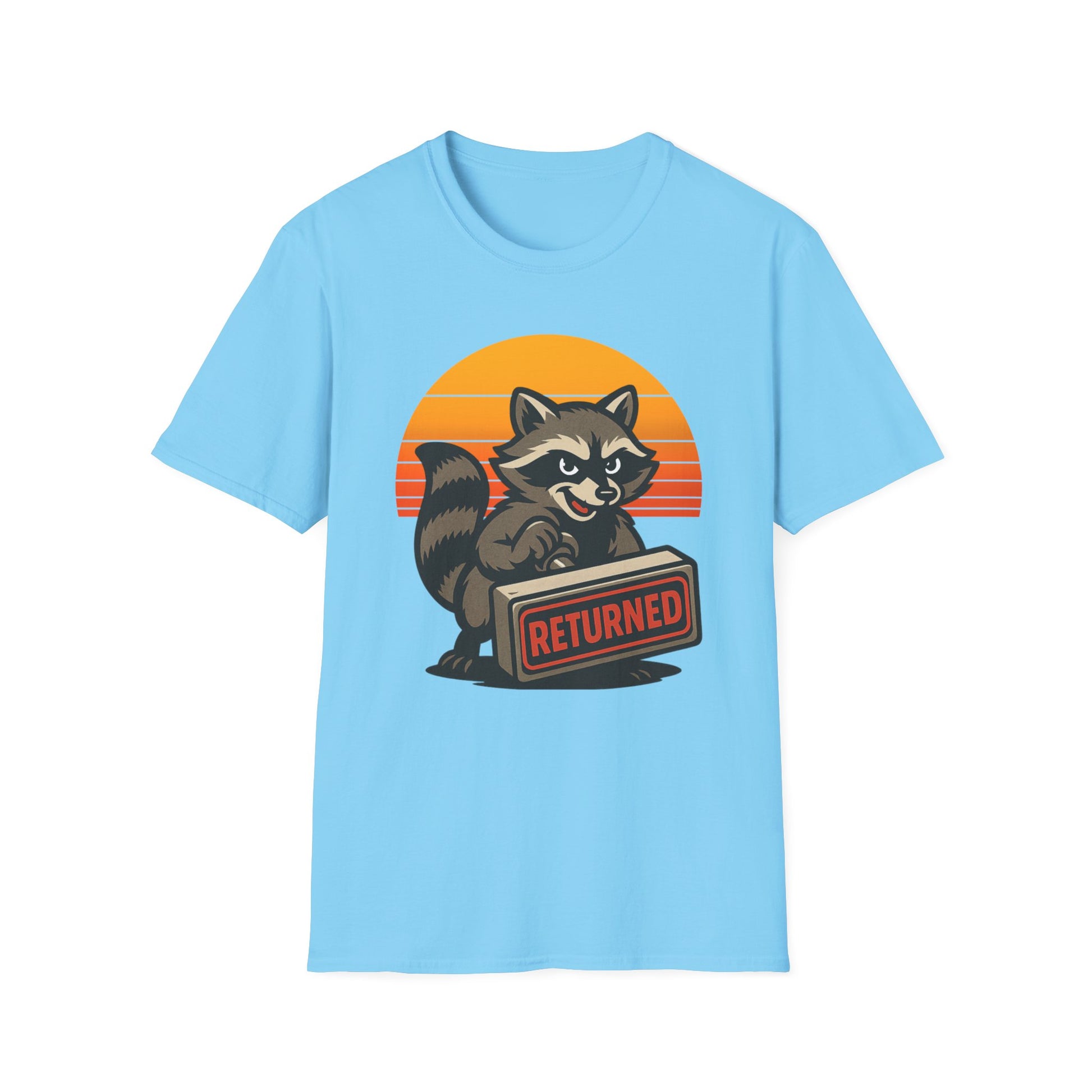 Retro Raccoon Returned T-Shirt, Unisex Graphic Postal Tee, Funny Animal Shirt, Gift for Animal Lovers, Postal Workers and Mail Carriers, Vintage Style Tee