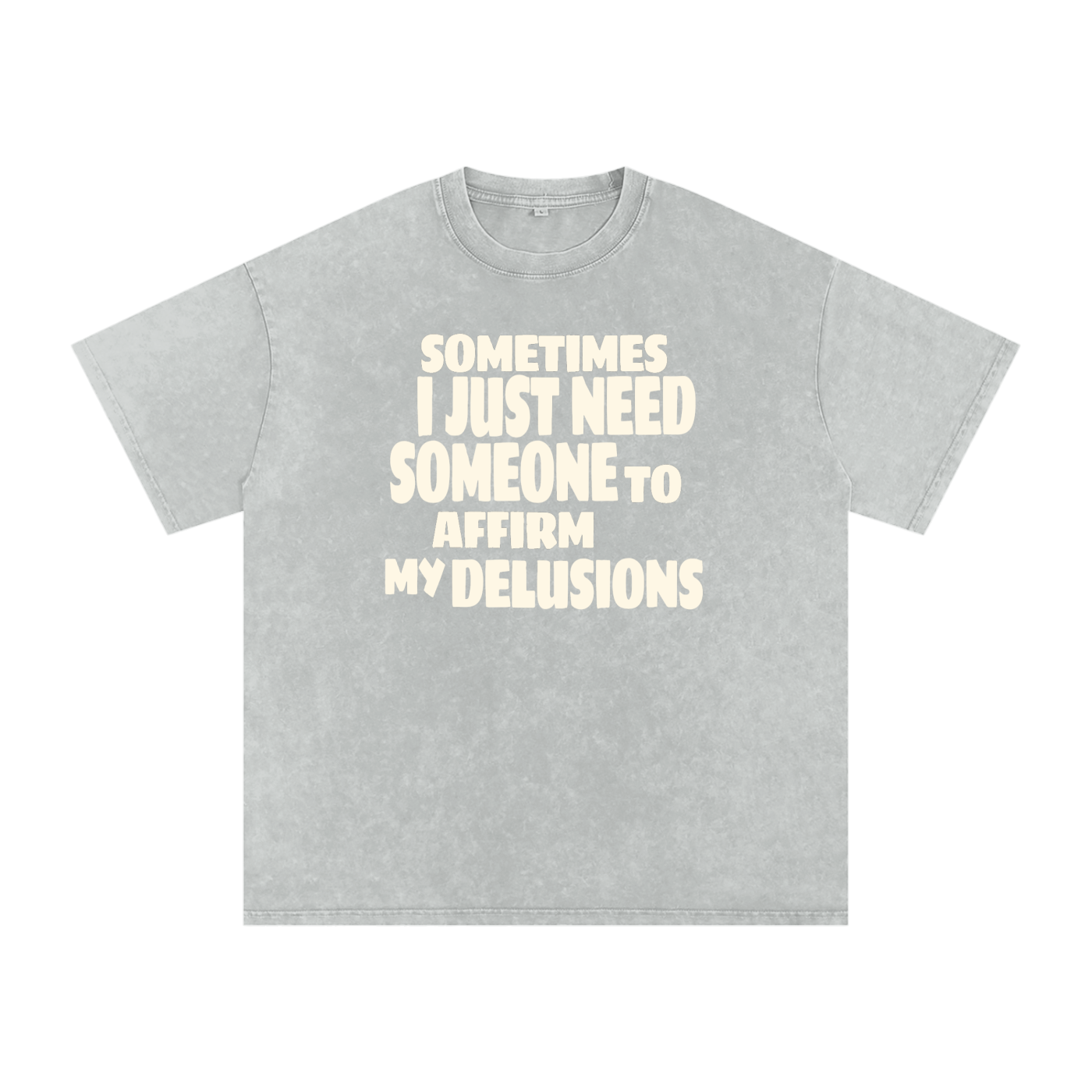 Affirm My Delusions Snow Washed Oversized Cotton T-Shirt