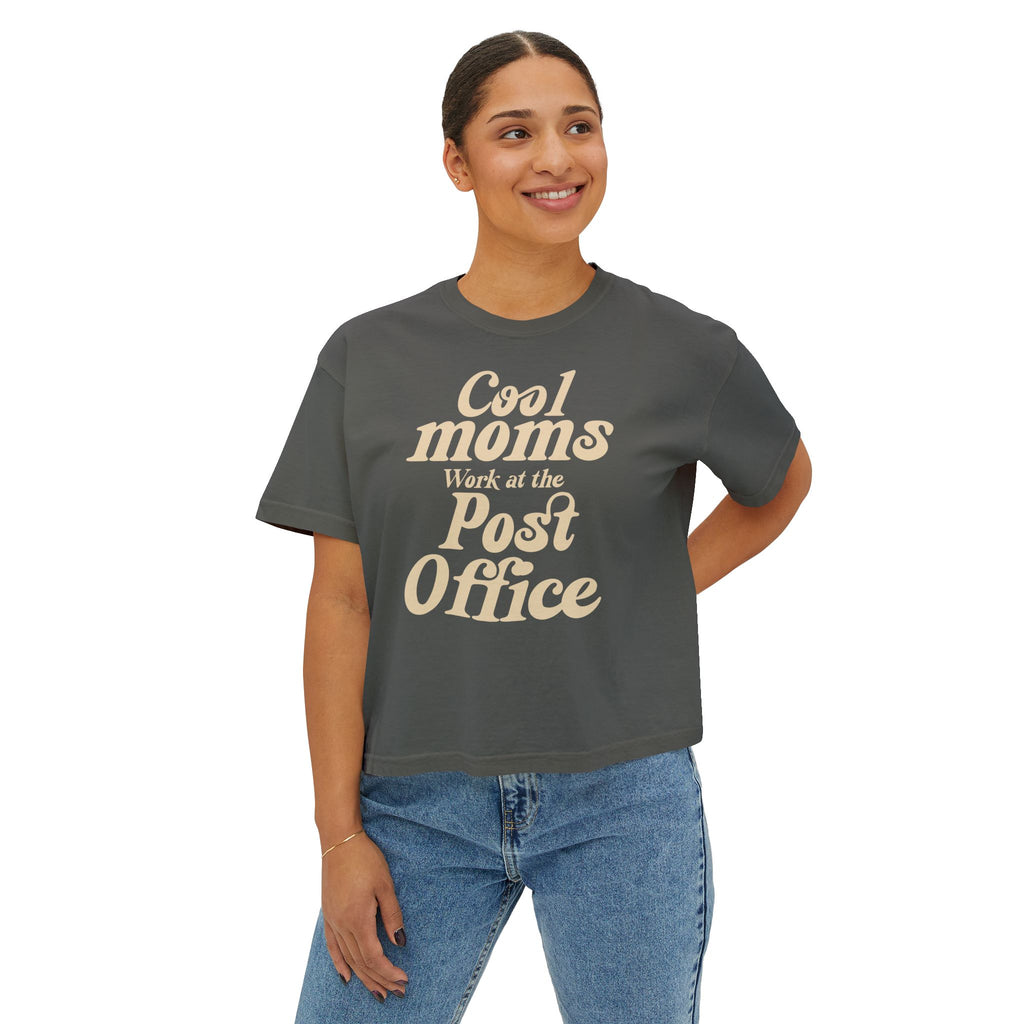Cool Moms Work at the Post Office Boxy Tee – Funny Mail Worker Shirt, Postal Mom Gift, Cute Delivery Worker T-Shirt, Relaxed Fit Women’s Tee