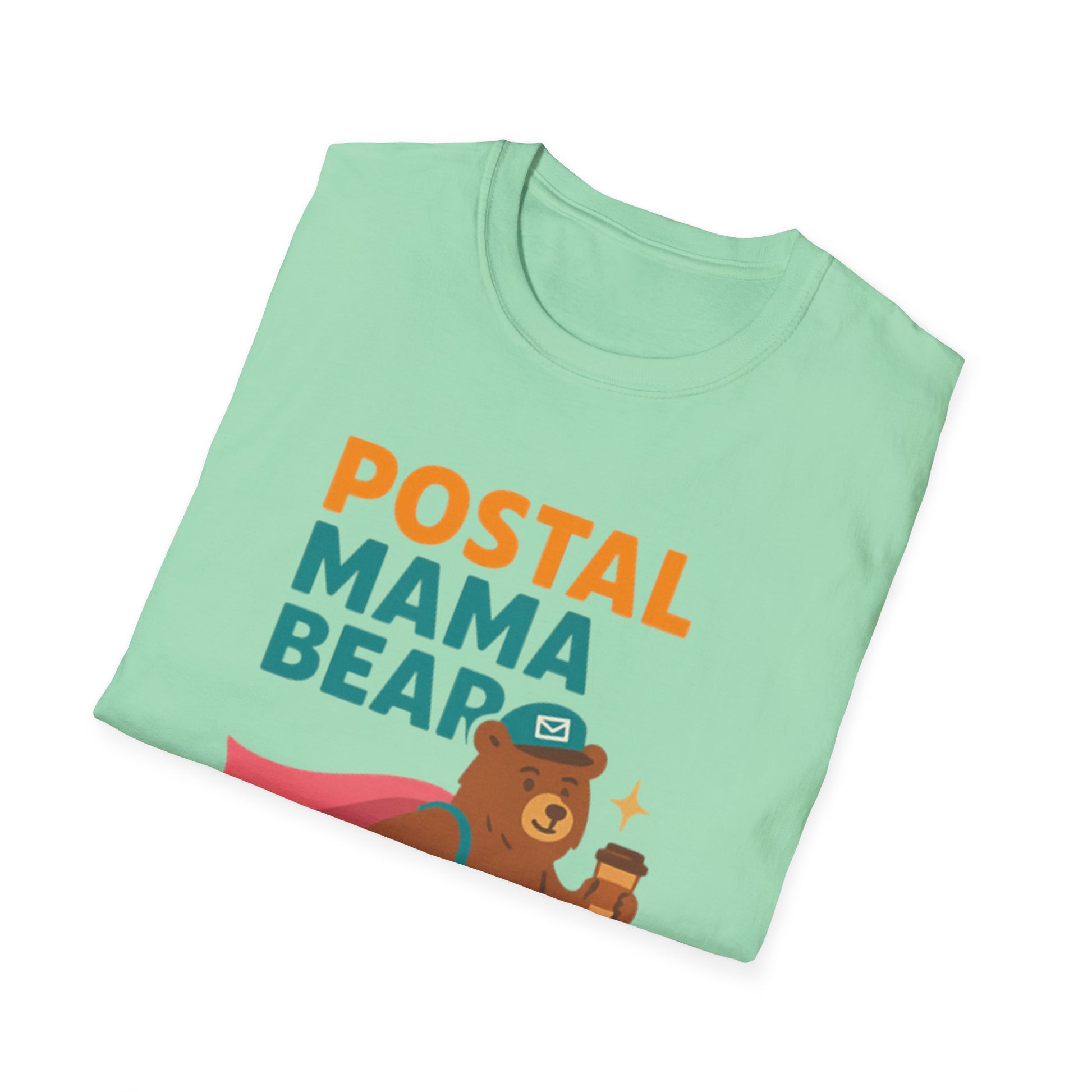 Postal Mama Bear T-Shirt, Fun Gift for Moms, Unisex Softstyle Tee for Postal Workers, Cute Animal Graphic Tee, Everyday Casual Wear
