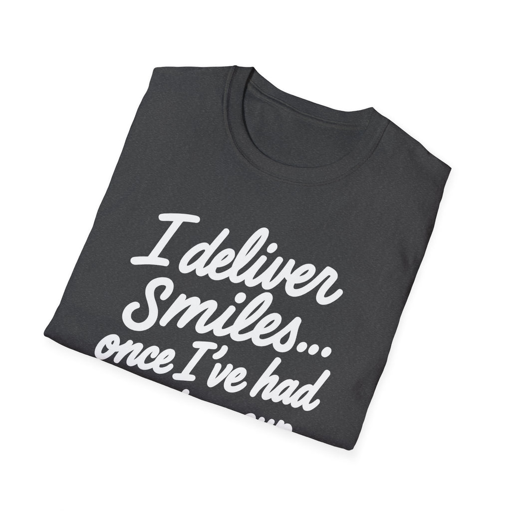 I Deliver Smiles, Unisex Softstyle T-Shirt, Casual Graphic Tee, Everyday Wear, Gift for Her, Gift for Him, Comfortable Cotton Tee