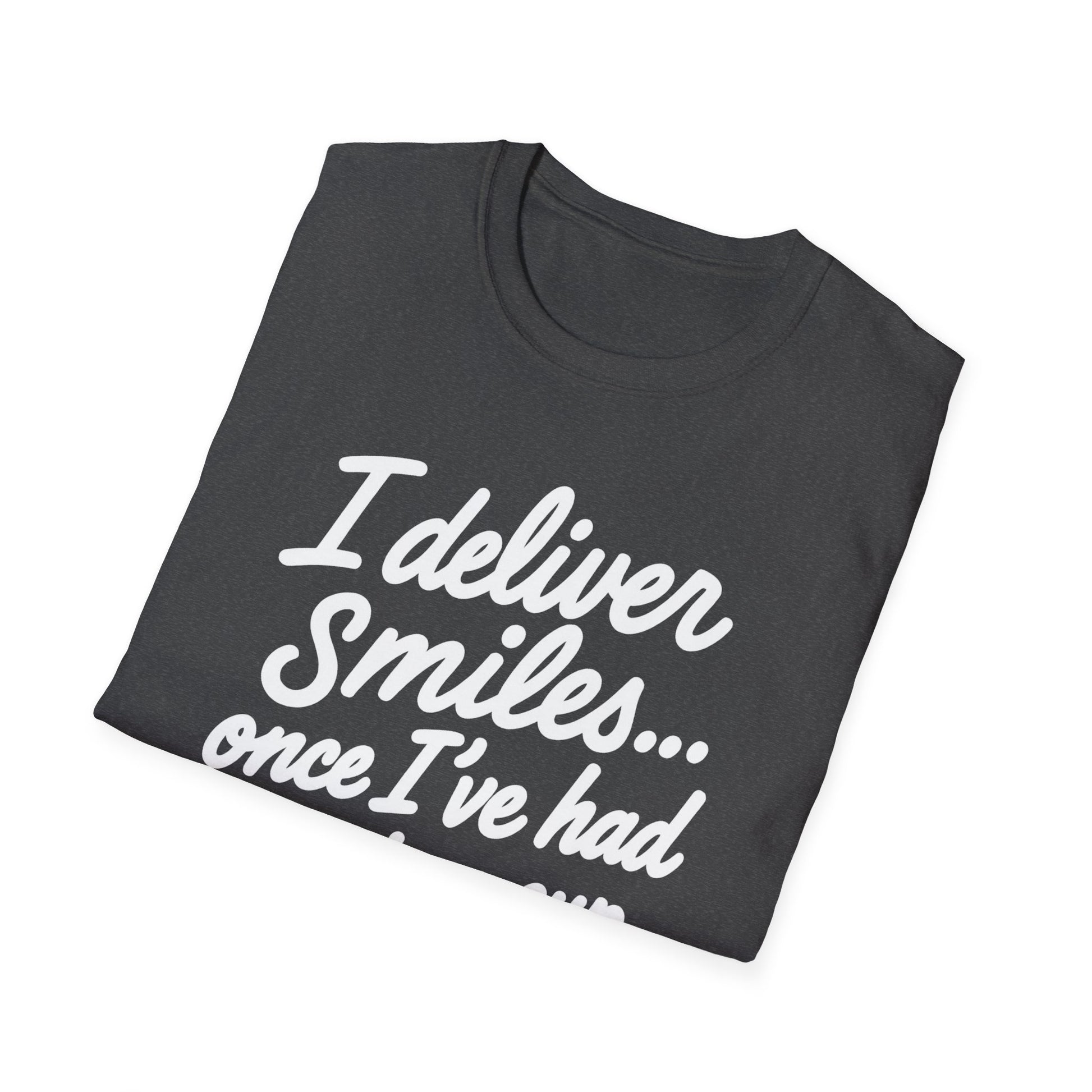 I Deliver Smiles, Unisex Softstyle T-Shirt, Casual Graphic Tee, Everyday Wear, Gift for Her, Gift for Him, Comfortable Cotton Tee