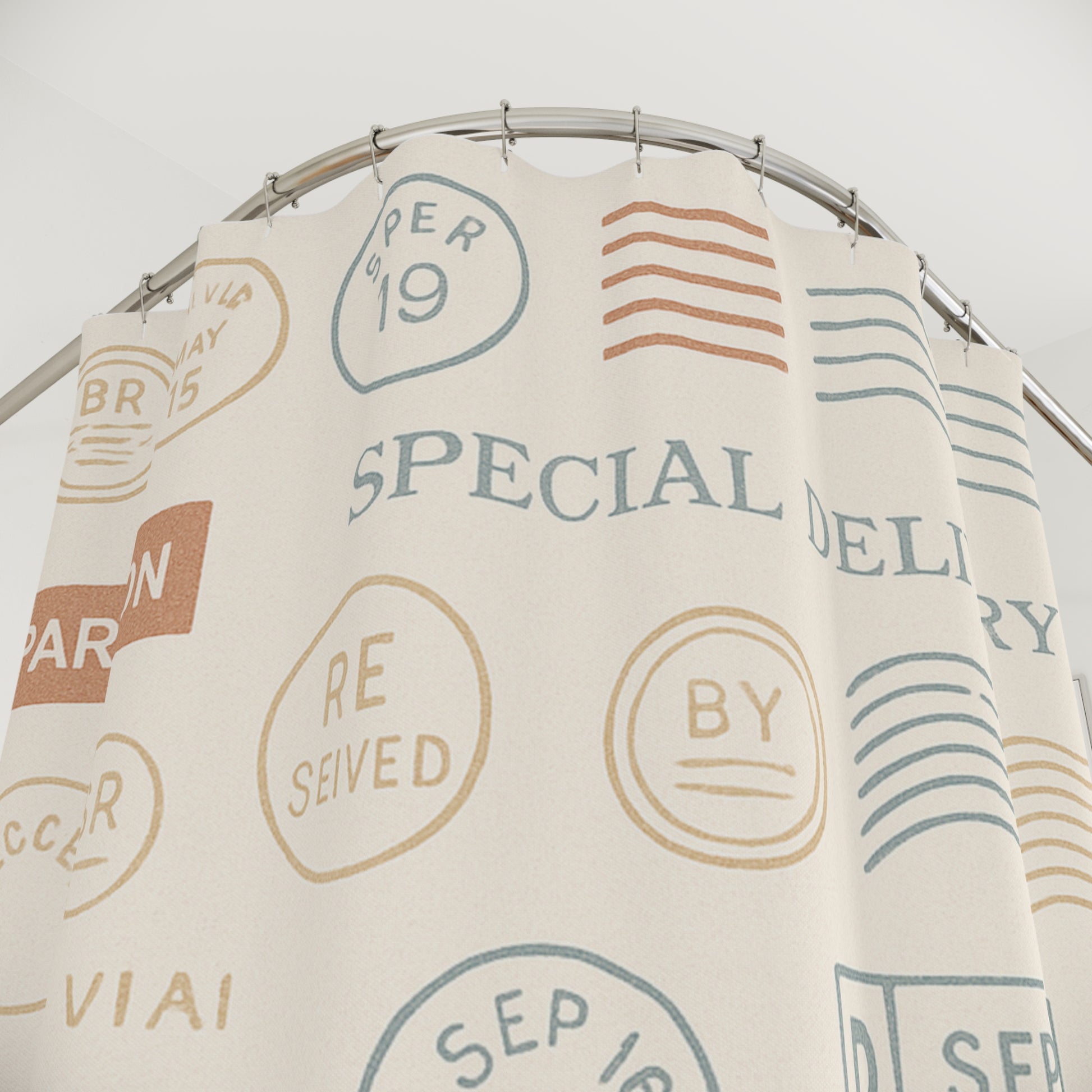 Vintage Postal Shower Curtains, Retro Decor, Bathroom Accessories, Home Makeover, Unique Gift Idea, Travel Lover's Theme