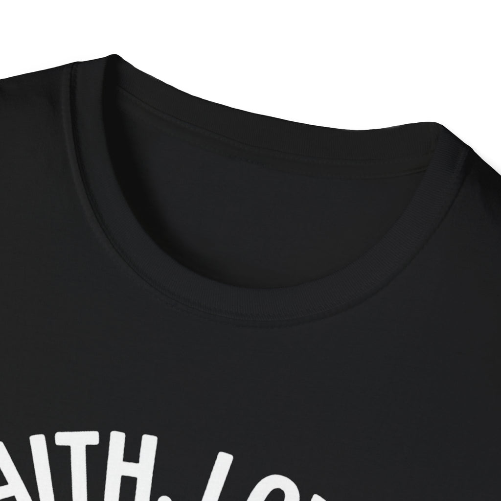 Faith, Love, and Mail Unisex T-Shirt | Inspirational Tee for Everyday Wear, Gifts, Holidays, Family Events, or Volunteer Work