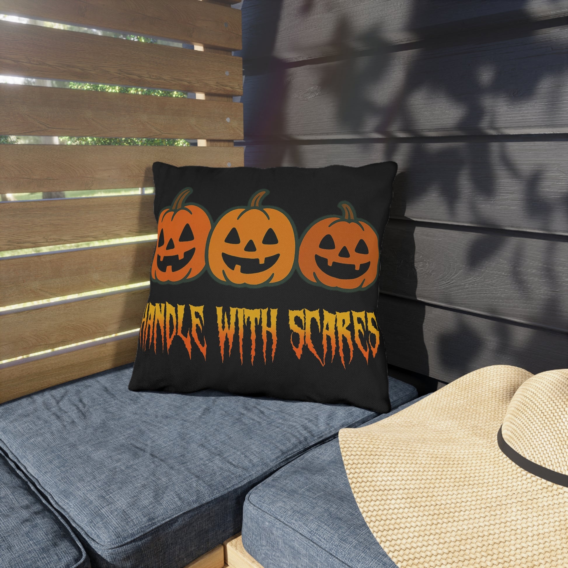 Postal Inspired Halloween Outdoor Pillows, Seasonal Decor, Fall Home Accessories, Garden Cushions, Trick or Treat Decorations