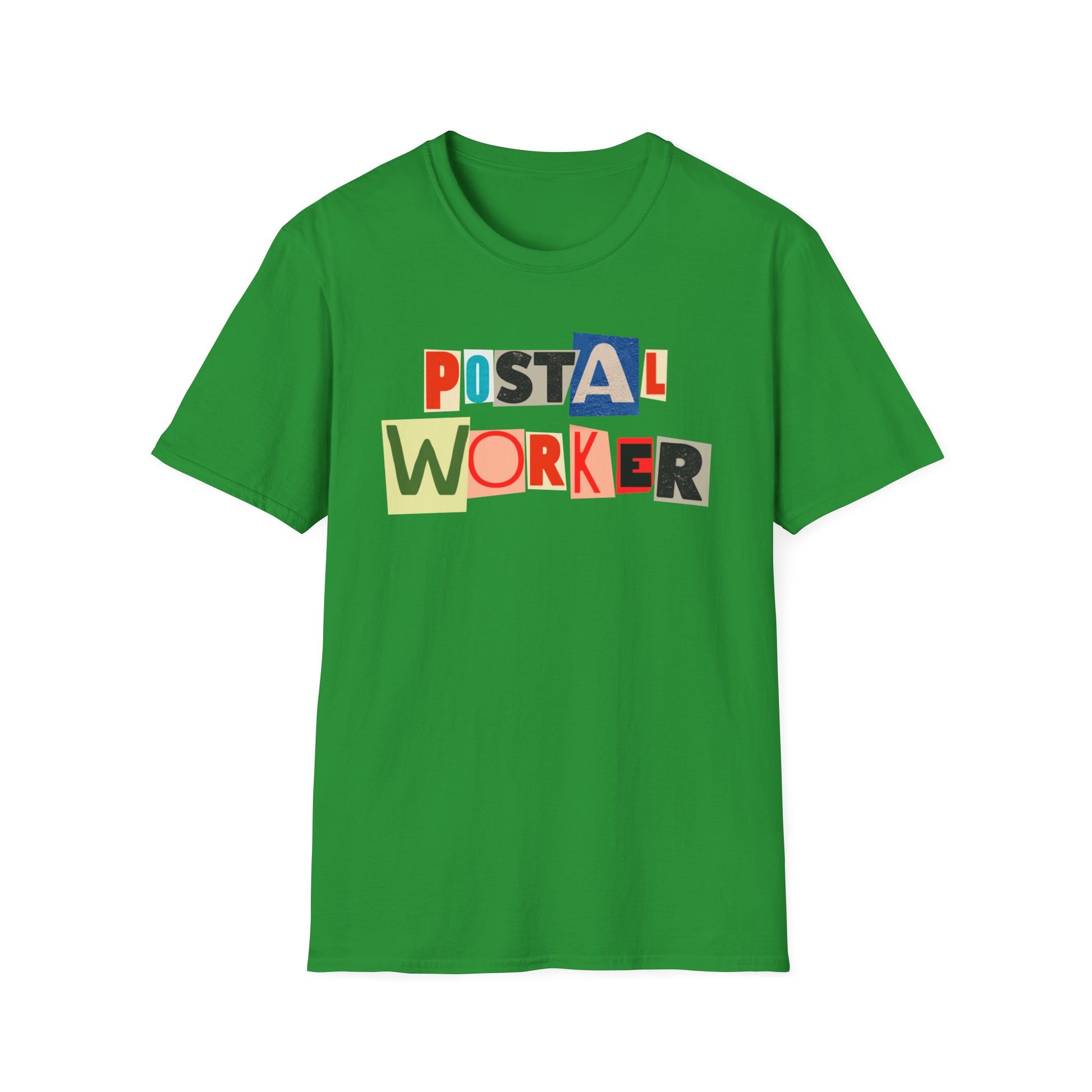 Postal Worker Graphic T-Shirt — Colorful ransom note style graphic tees for postal workers