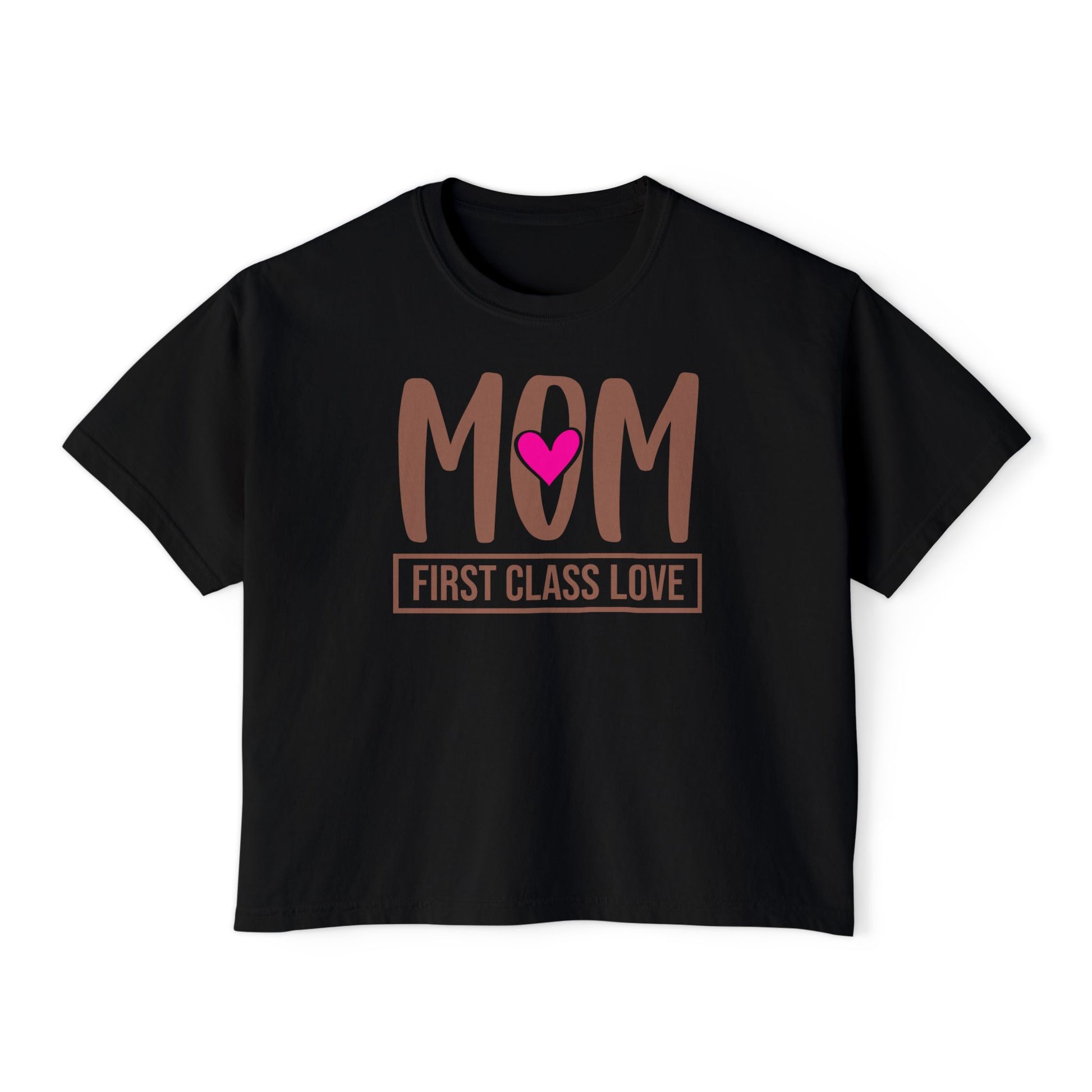 Mom “First Class Love” Boxy Tee – Cute Mother’s Day Shirt, Relaxed Fit Graphic Tee for Moms, Mail-Inspired Gift