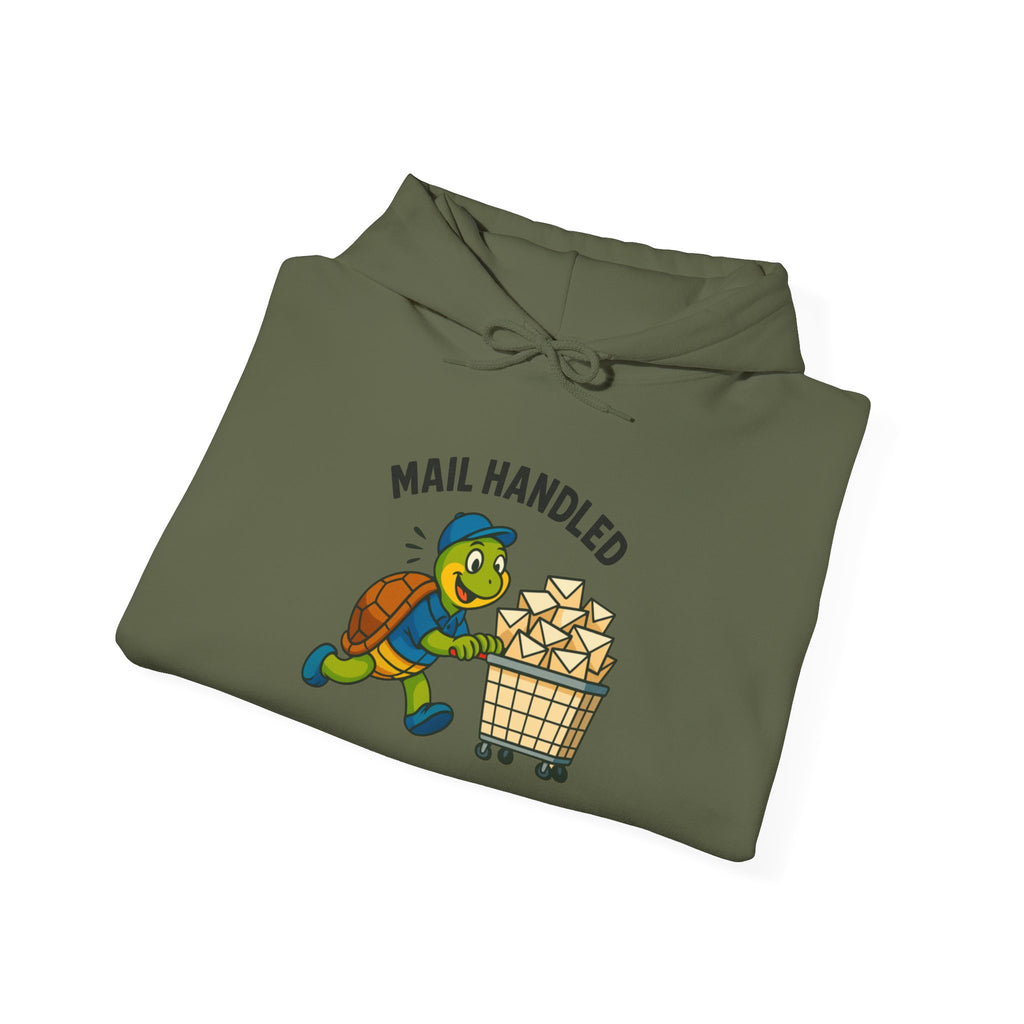 Playful Turtle Mail Handled Hoodie, Funny Sweatshirt, Cute Gifts for Animal Lovers, Cozy Unisex Apparel, Casual Everyday Wear