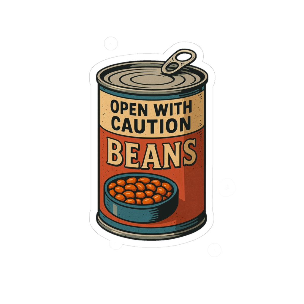 Funny Beans Caution Stickers, Perfect for Laptops, Notebooks, Gift for Foodies, Kitchen Decor, Unique Art Supplies