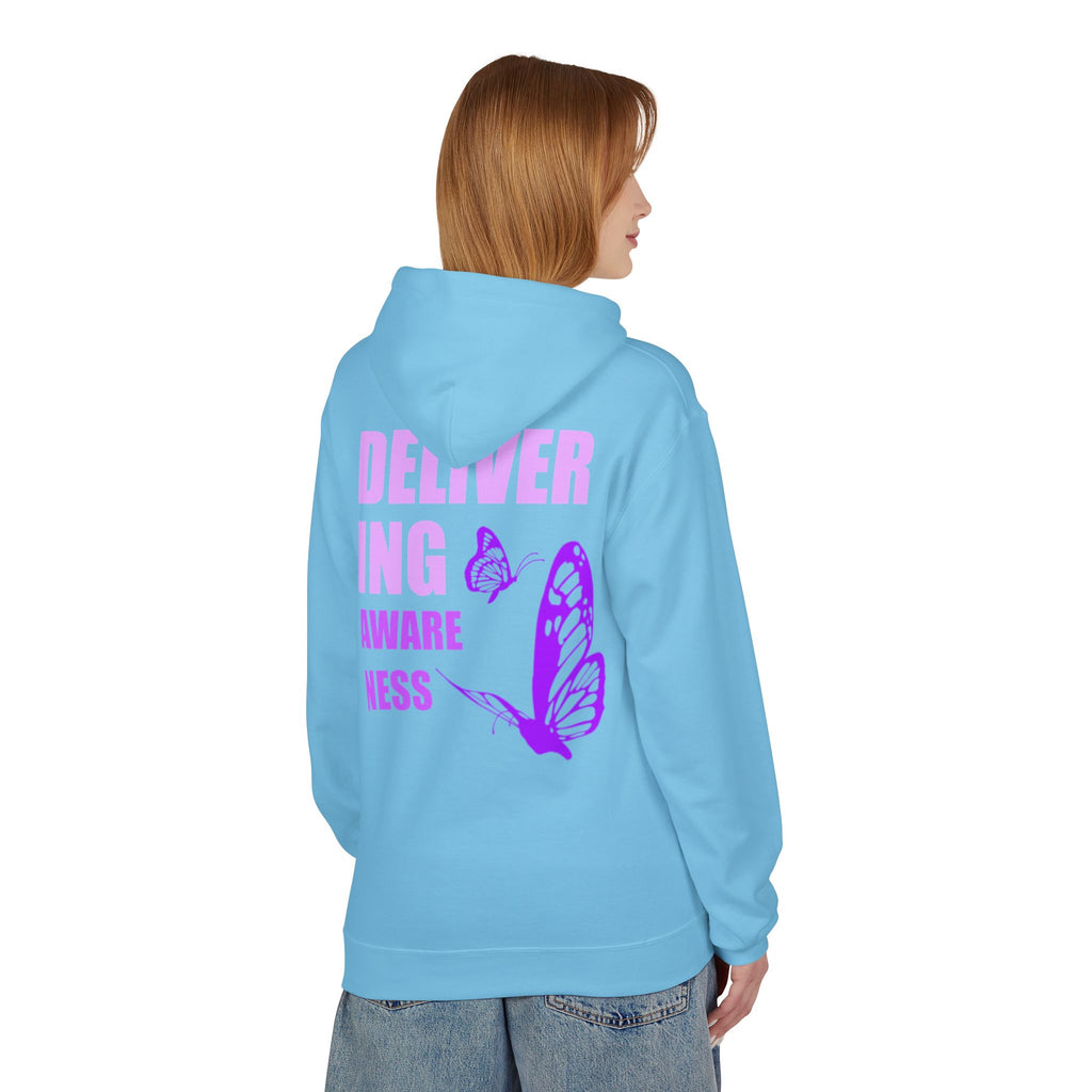 Delivering Awareness Butterfly Hoodie — Lupus Awareness Purple Butterfly Hoodie