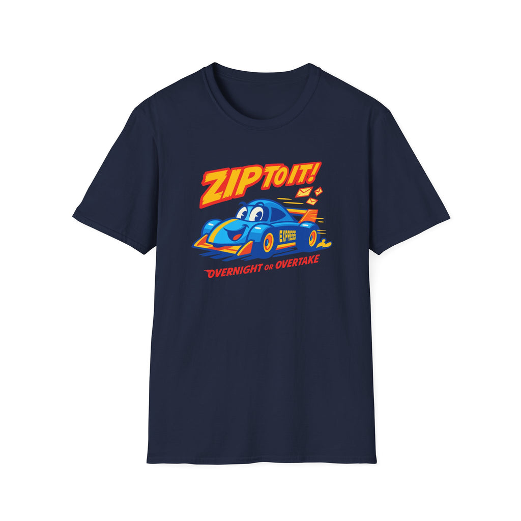 Race-Themed Unisex Softstyle T-Shirt | 'ZIP TO IT' Graphic Tee, Perfect for Car Lovers, Birthday Gift, Motorsport Fans, Casual Wear