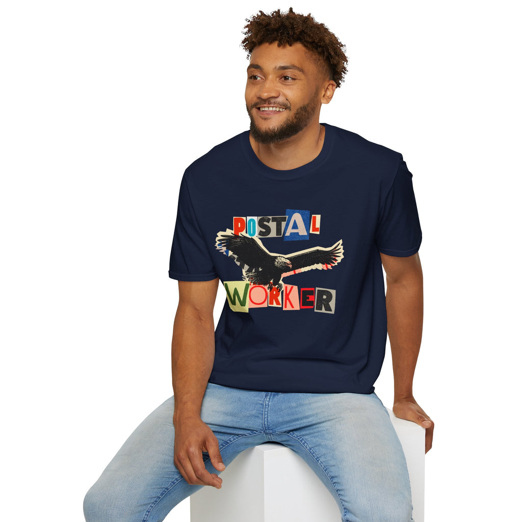 Postal Worker T-Shirt — Retro Collage Eagle Design