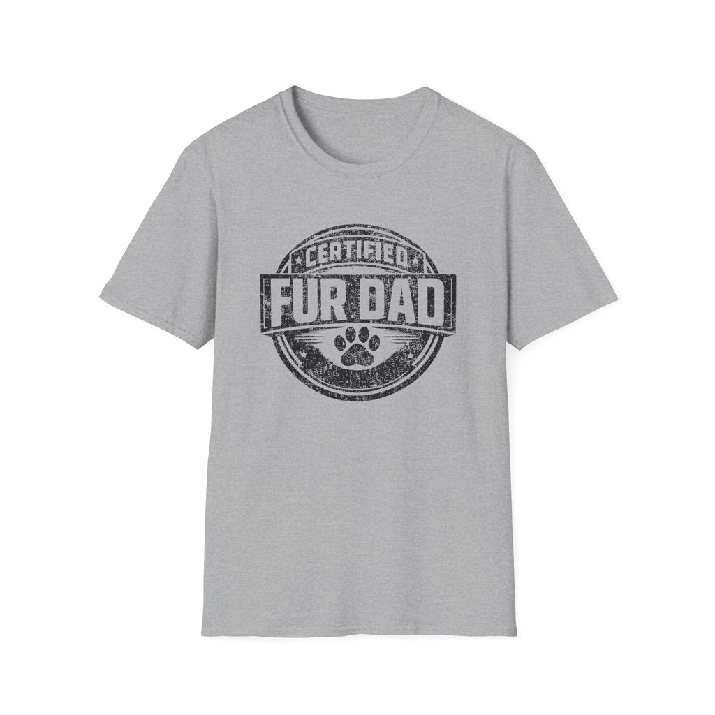 Certified Fur Dad T-Shirt — Distressed Graphic tee, Vintage Paw Print Design for Dog & Cat Fathers Mail Carriers