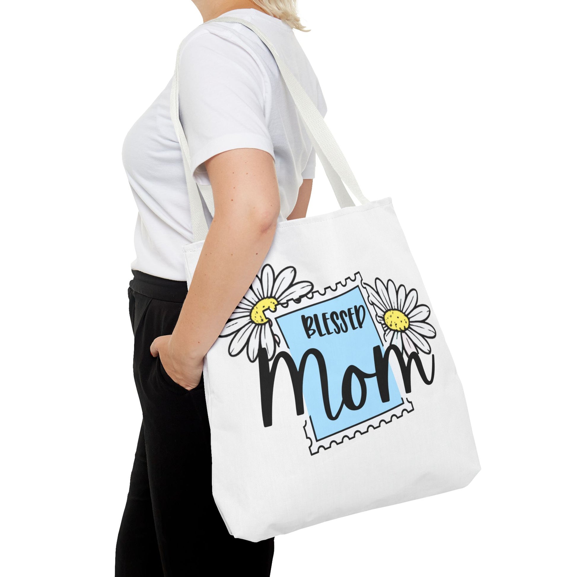 Blessed Mom Daisy Tote Bag — Floral Mother's Day Canvas Tote
