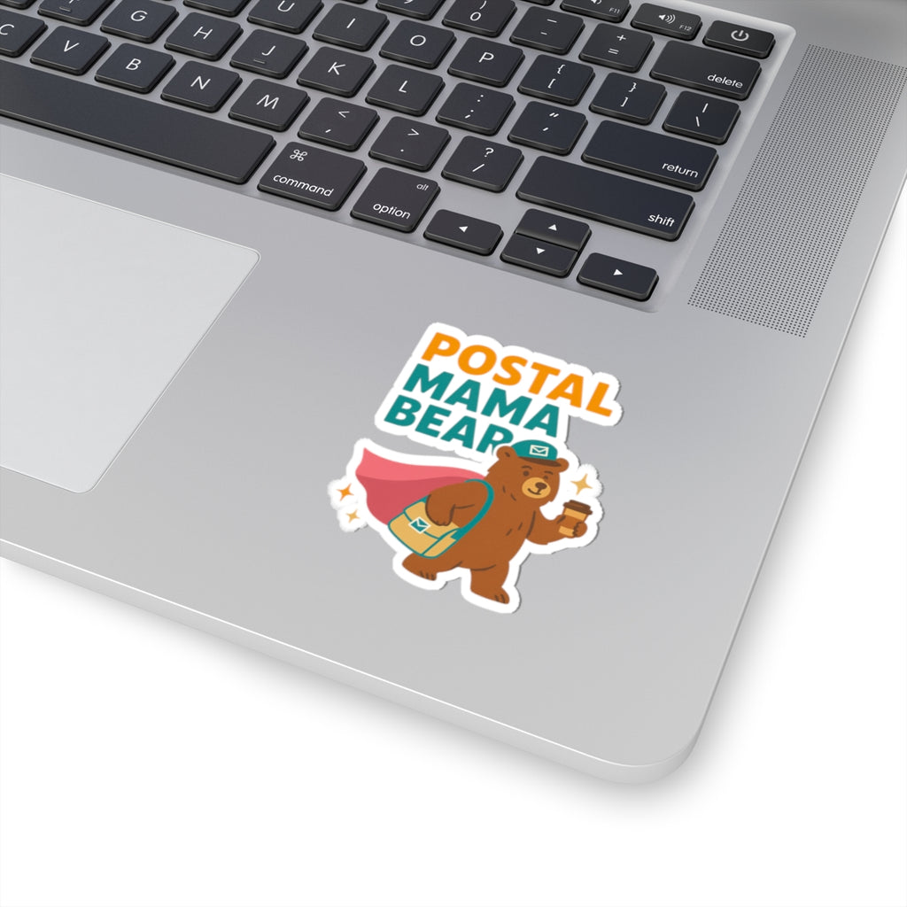 Postal Mama Bear Kiss-Cut Stickers, Cute Animal Stickers, Postal Service Gifts, Bear Lover Stickers, Office Decor, Fun Laptop Decals