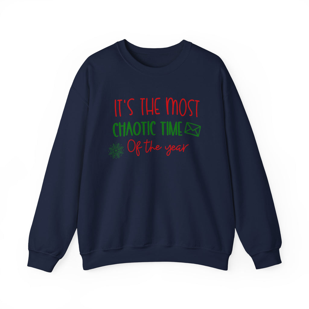 Unisex Holiday Postal Sweatshirt - 'It's the Most Chaotic Time of the Year', Holiday Gift, Christmas Sweater, Funny Sweatshirt, Casual Wear, [...]
