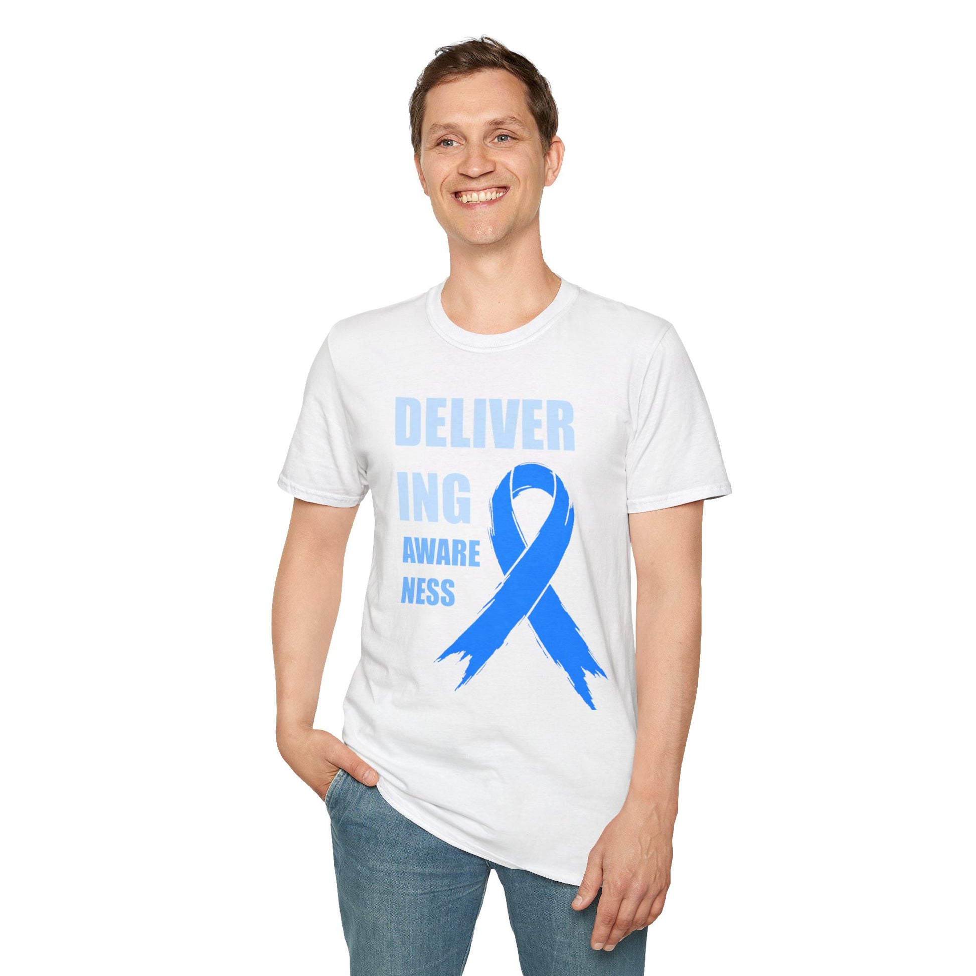 Prostate Cancer Awareness Shirt – Delivering Awareness Light Blue Ribbon Support Tee