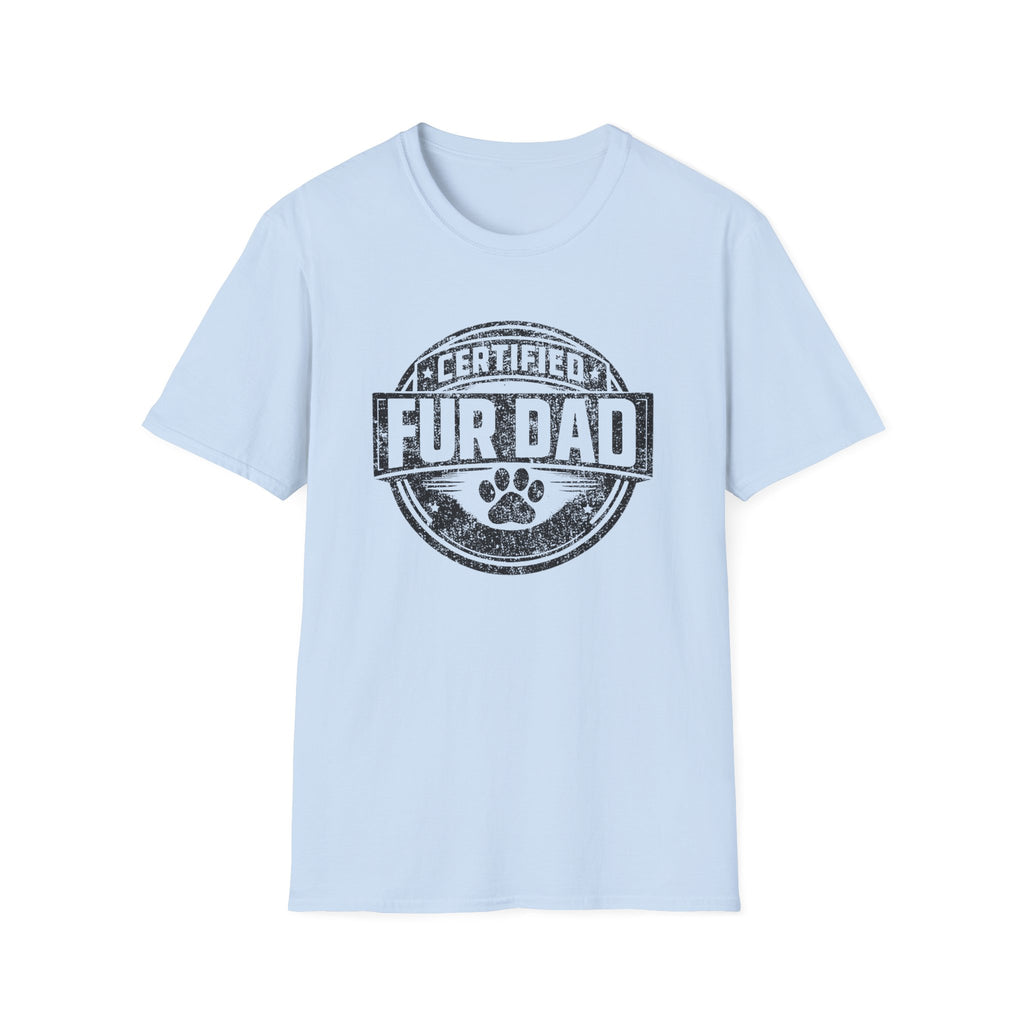 Certified Fur Dad T-Shirt — Distressed Graphic tee, Vintage Paw Print Design for Dog & Cat Fathers Mail Carriers