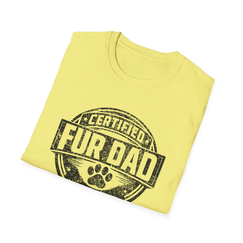 Certified Fur Dad T-Shirt — Distressed Graphic tee, Vintage Paw Print Design for Dog & Cat Fathers Mail Carriers