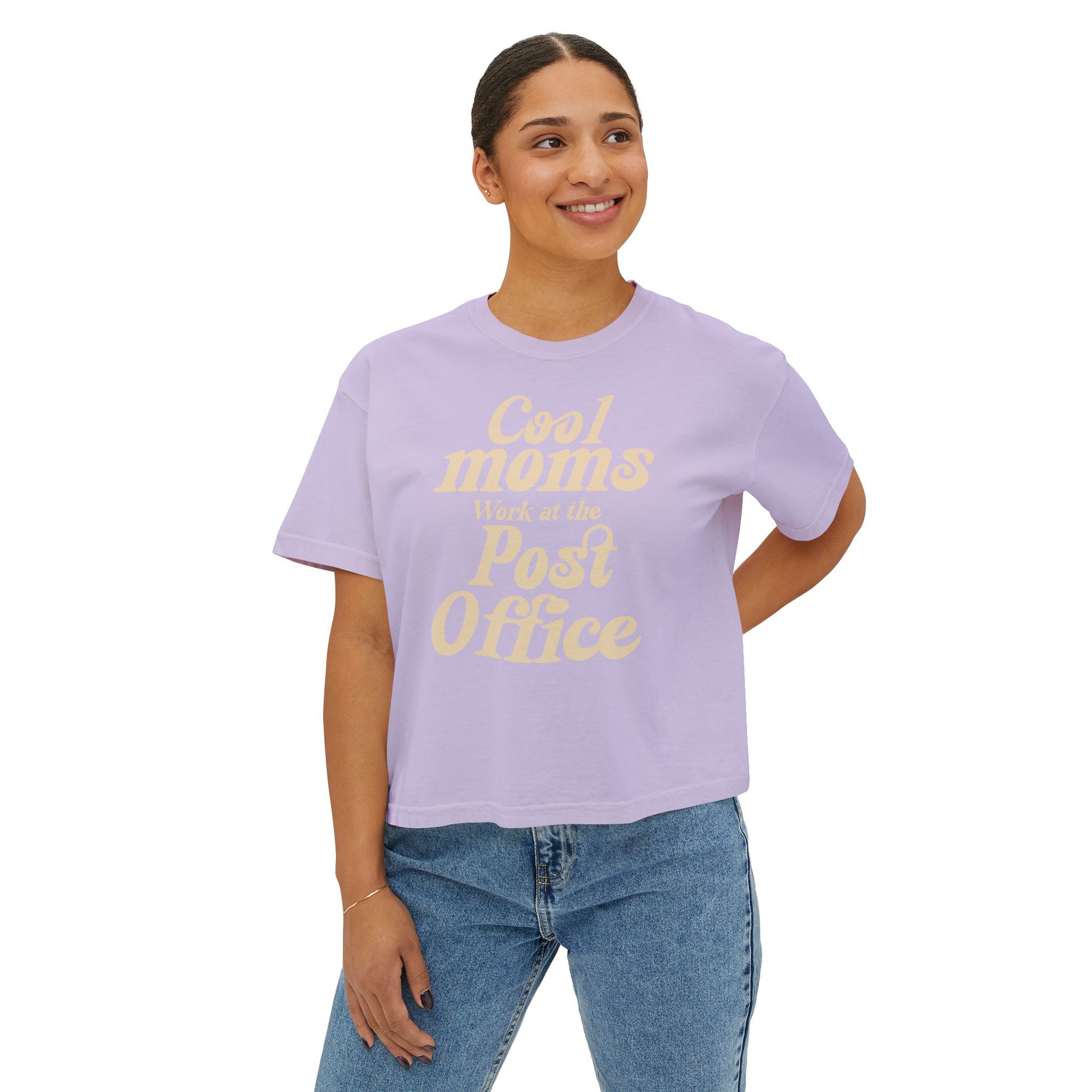 Cool Moms Work at the Post Office Boxy Tee – Funny Mail Worker Shirt, Postal Mom Gift, Cute Delivery Worker T-Shirt, Relaxed Fit Women’s Tee