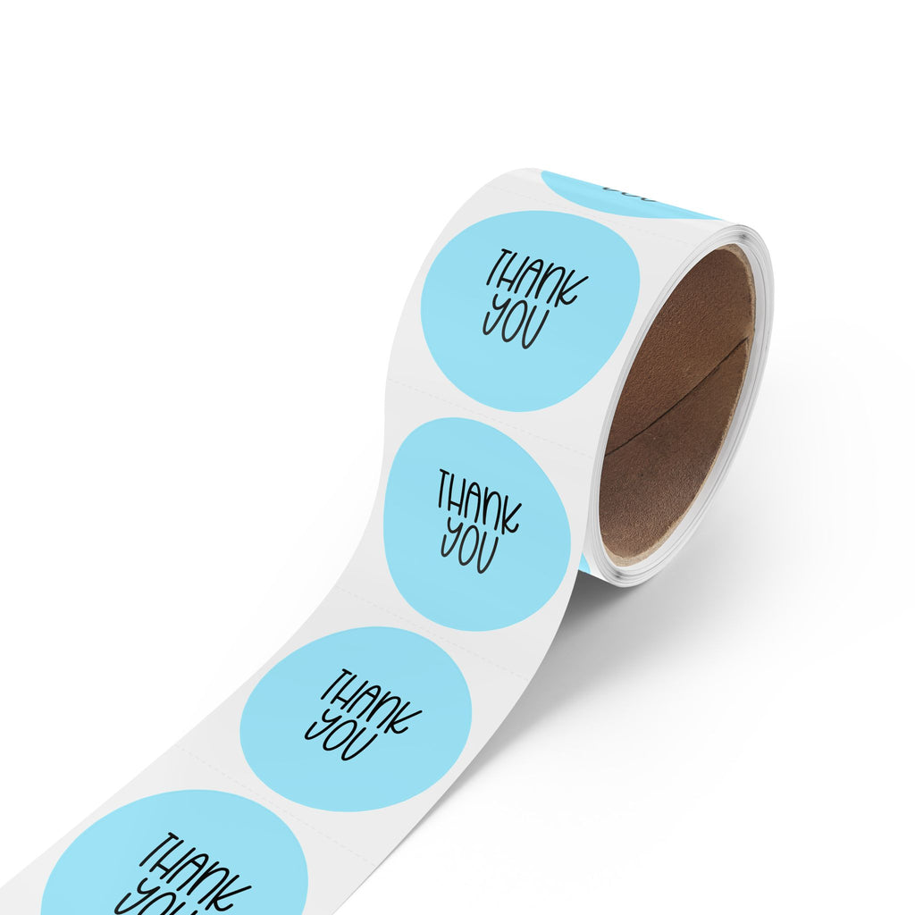 Thank You Sticker Rolls — Blue Sticker Roll for Packaging & Shipping Gifts