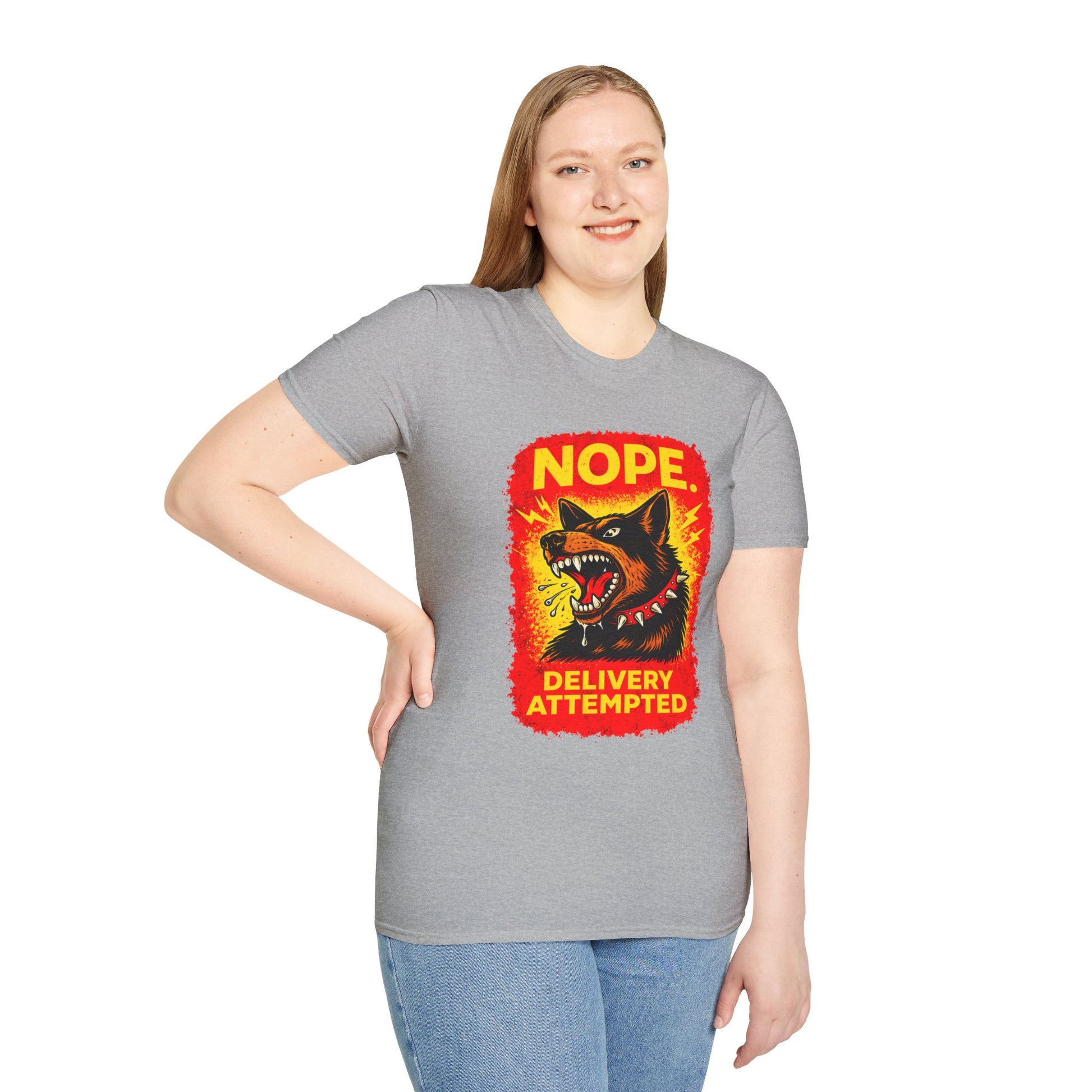 Nope Delivery Attempted T-Shirt — Funny Guard Dog Graphic Tee